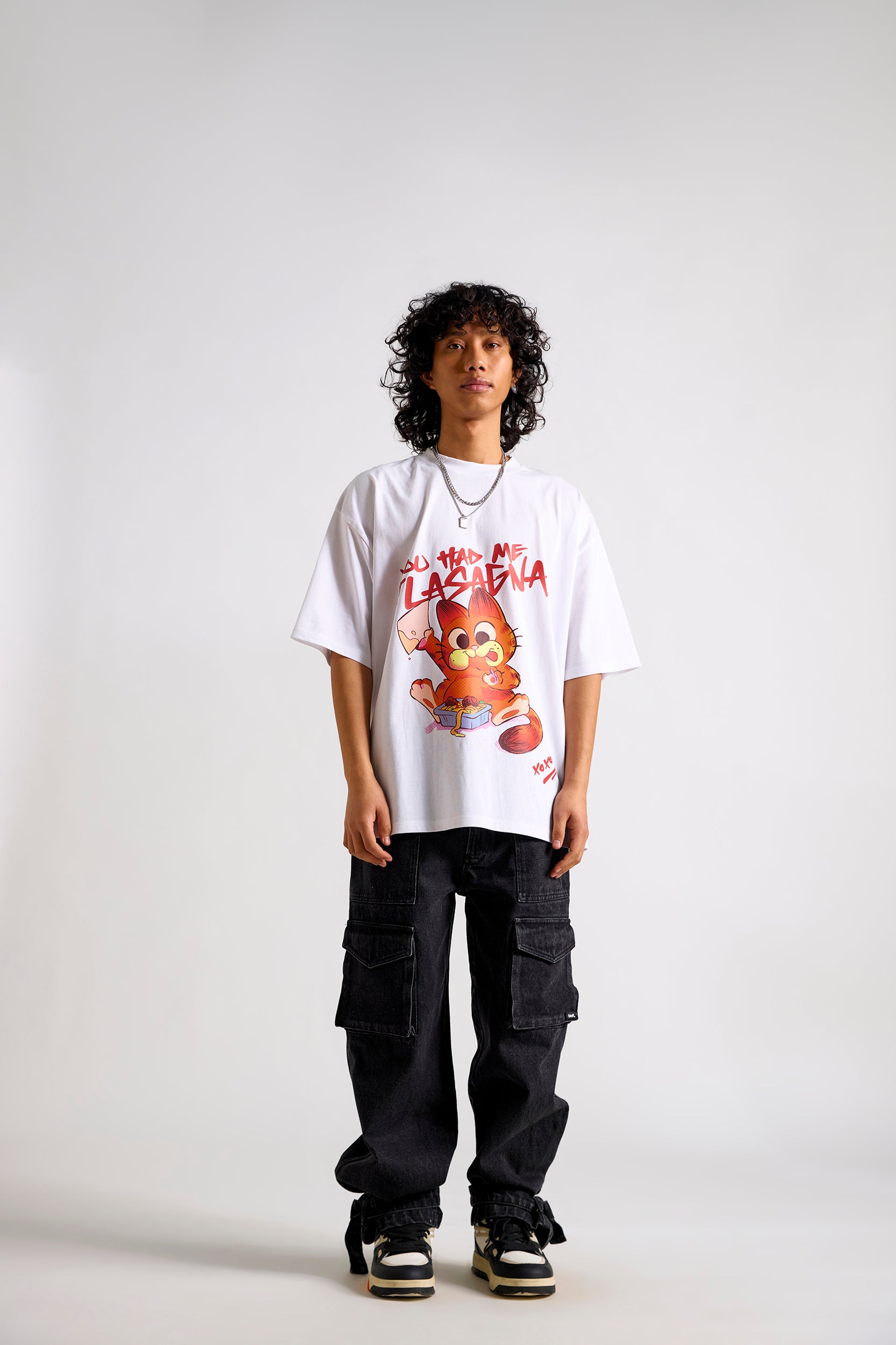 Garfield:You Had Me Lasagna Men's Oversized T-shirt