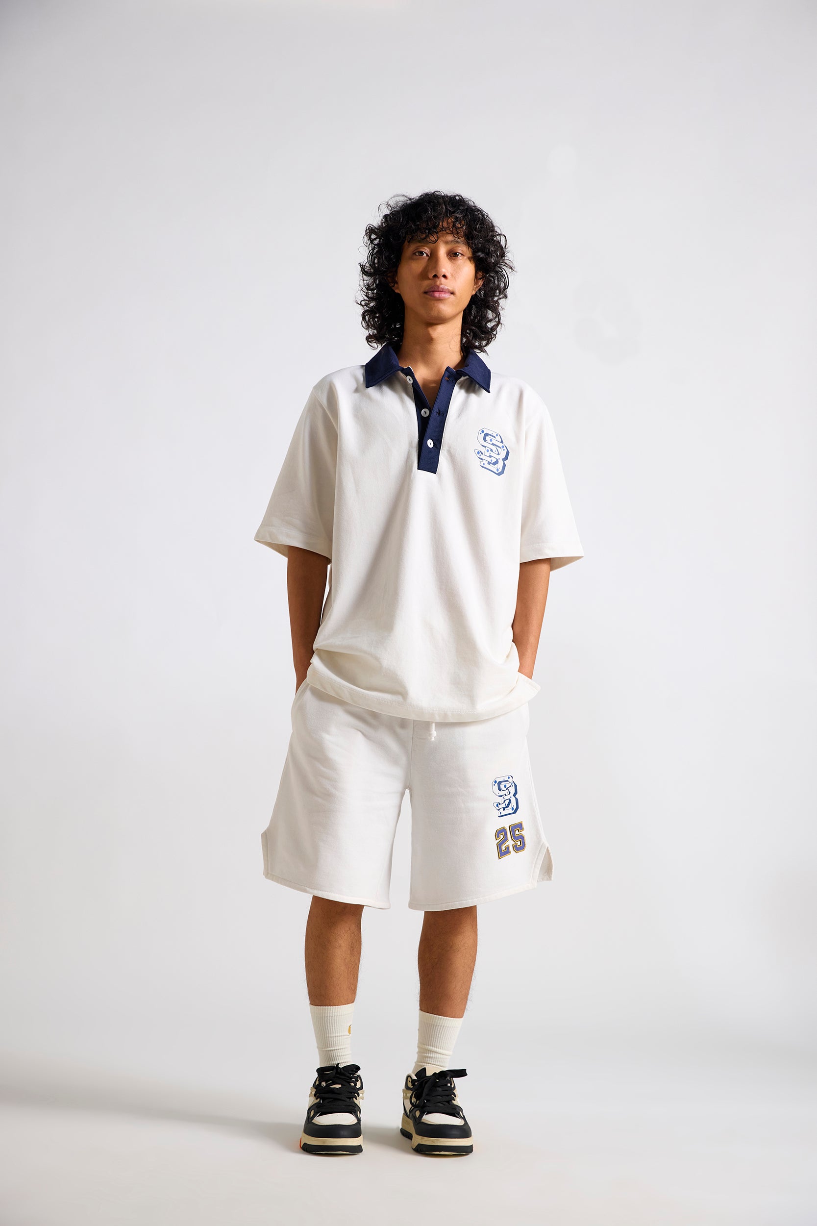 Spongebob:Typographic Printed Men's Polo T-shirt and Shorts Set