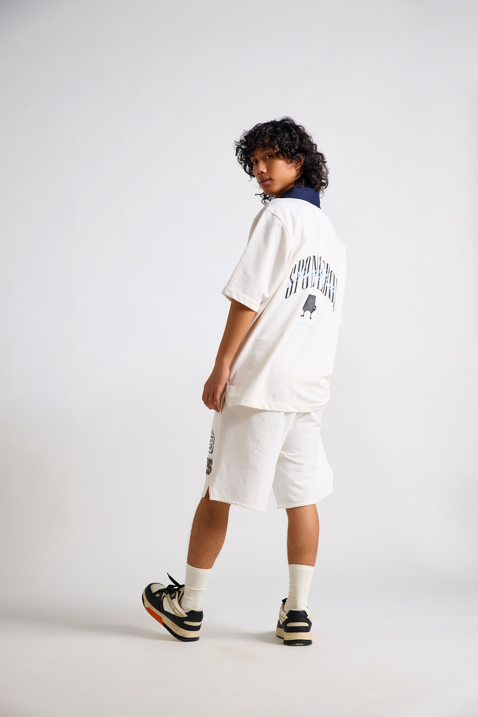 Spongebob:Typographic Printed Men's Polo T-shirt and Shorts Set