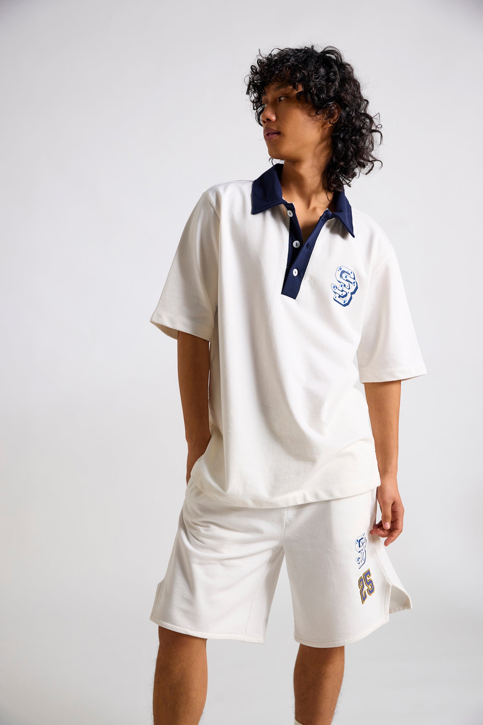 Spongebob:Typographic Printed Men's Polo T-shirt and Shorts Set