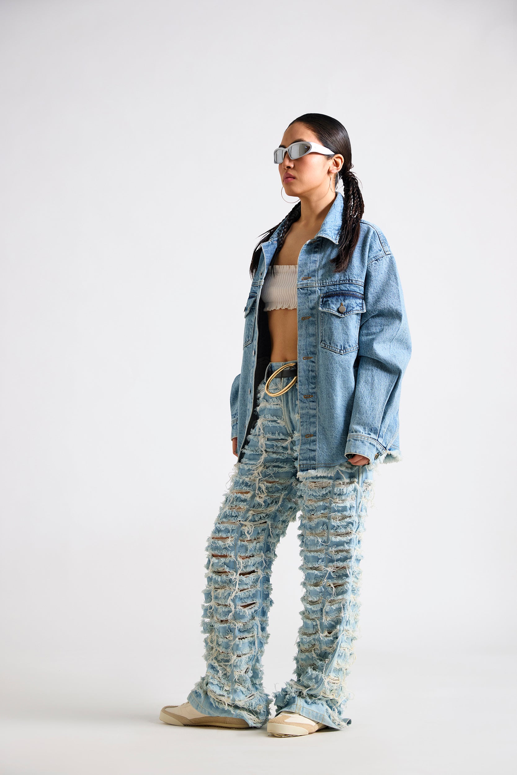 Spongebob:Express Yourself Printed Canvas Oversized Denim Jacket