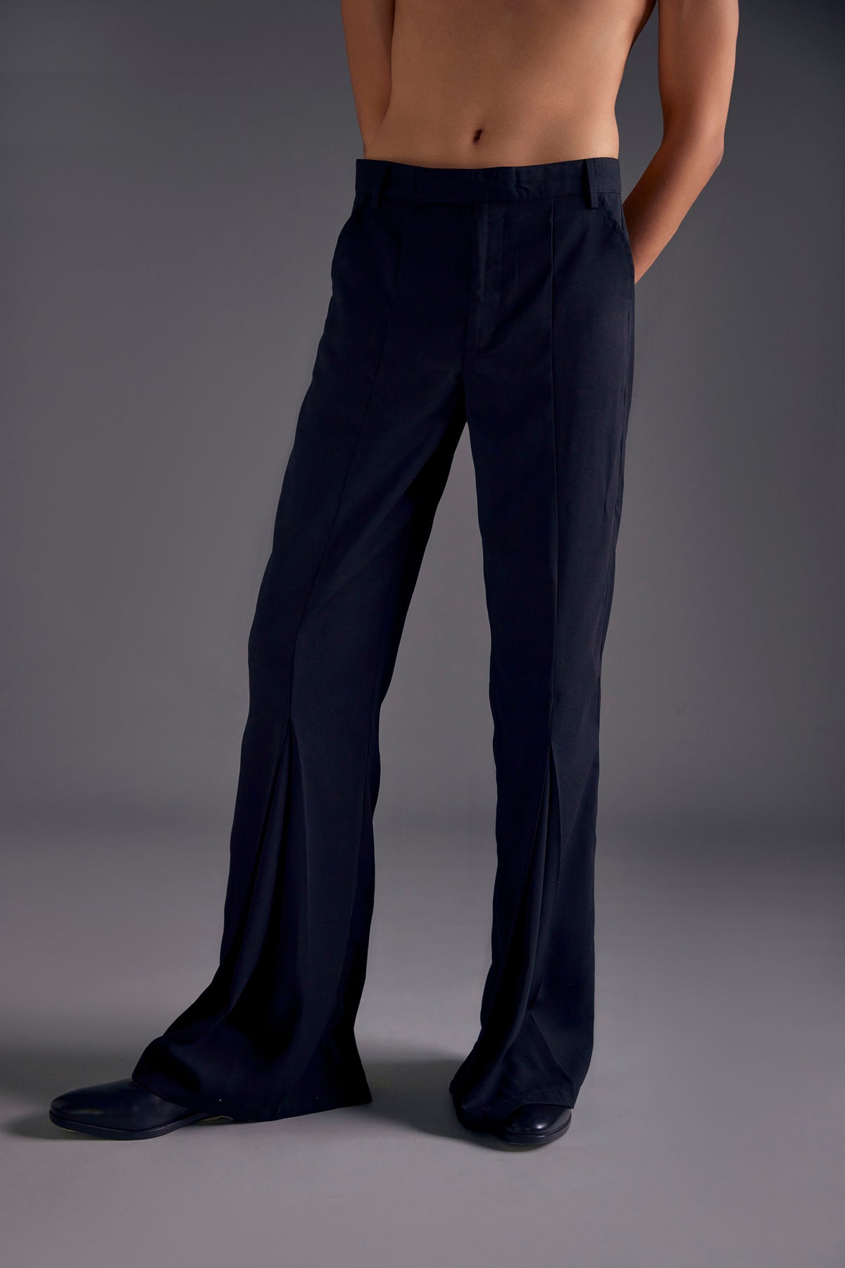 Black Heathermoss Front Pleated Trousers
