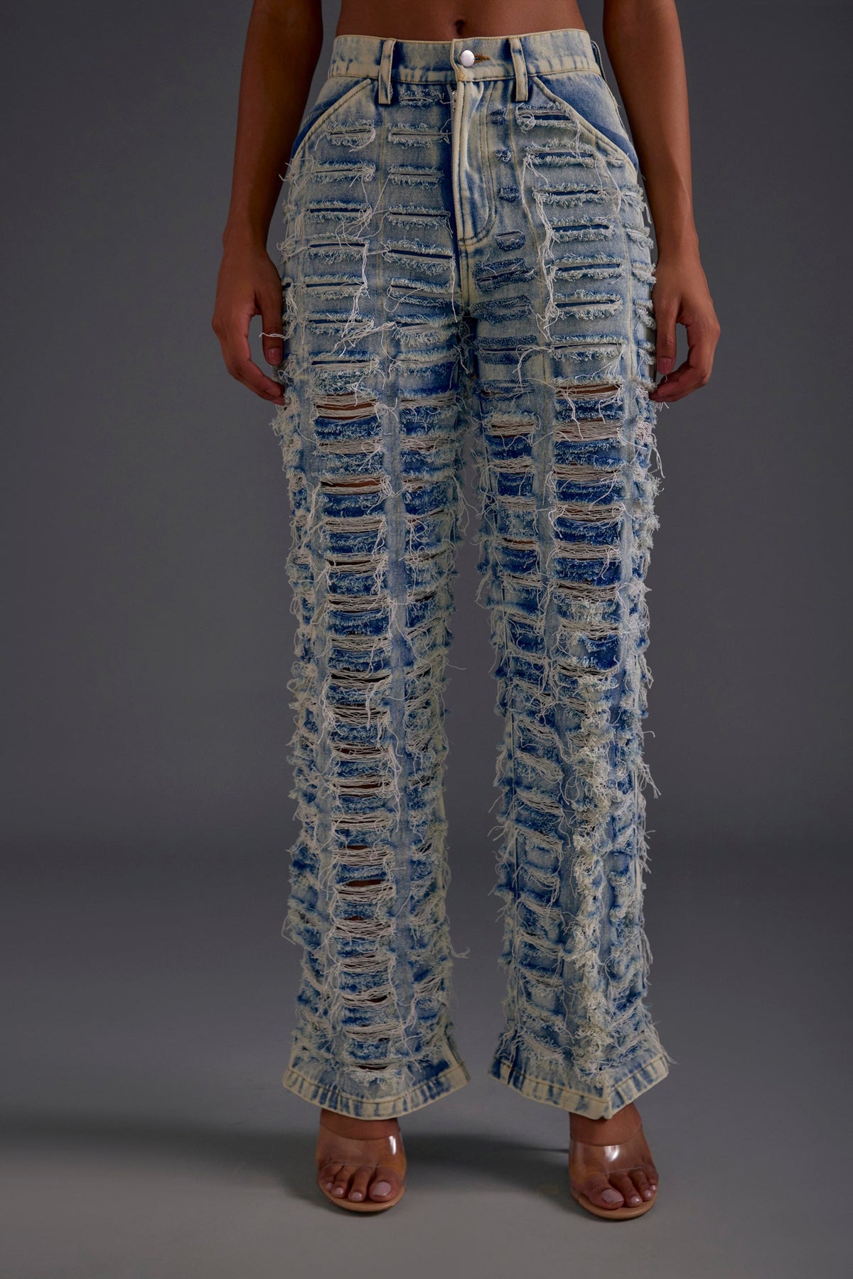 Blue Distressed Denim Jeans