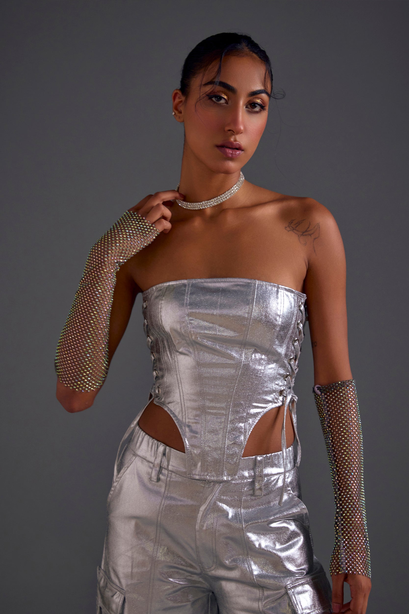 Silver Twill Corset