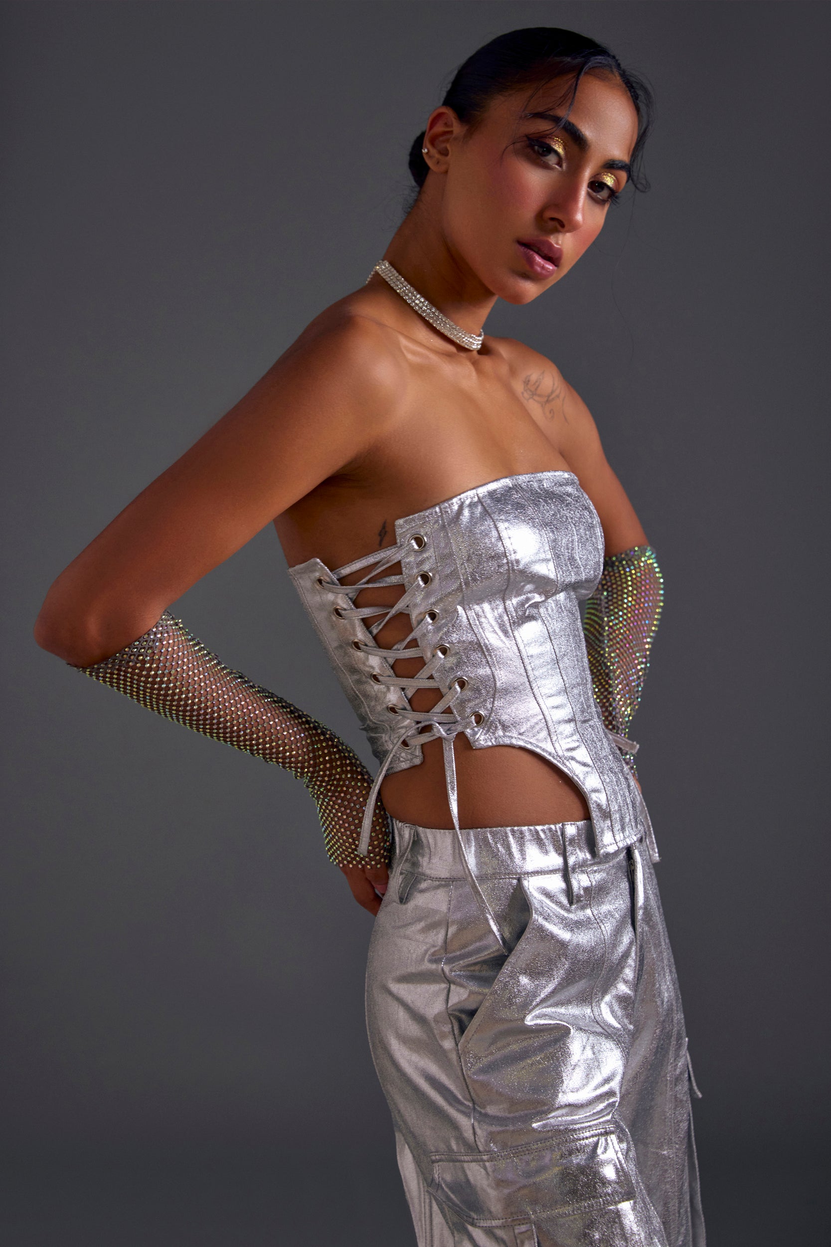 Silver Twill Corset