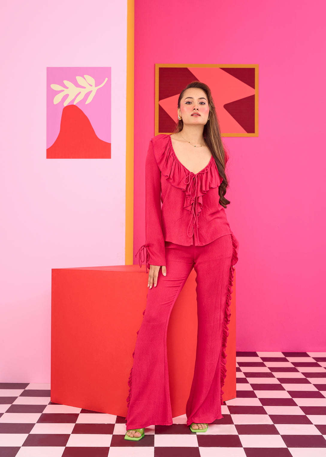 Emily in Paris: Frilled Bell Sleeves Top