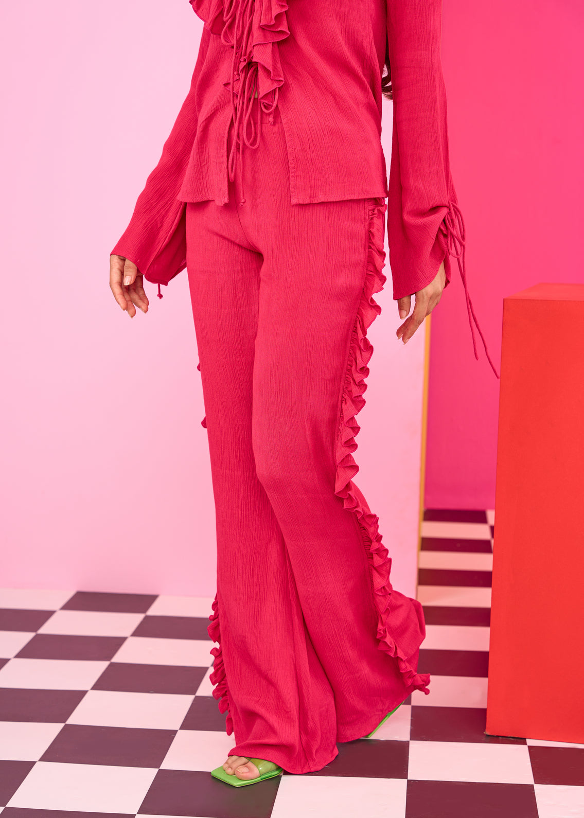 Emily in Paris: Frilled Side Seam Pants