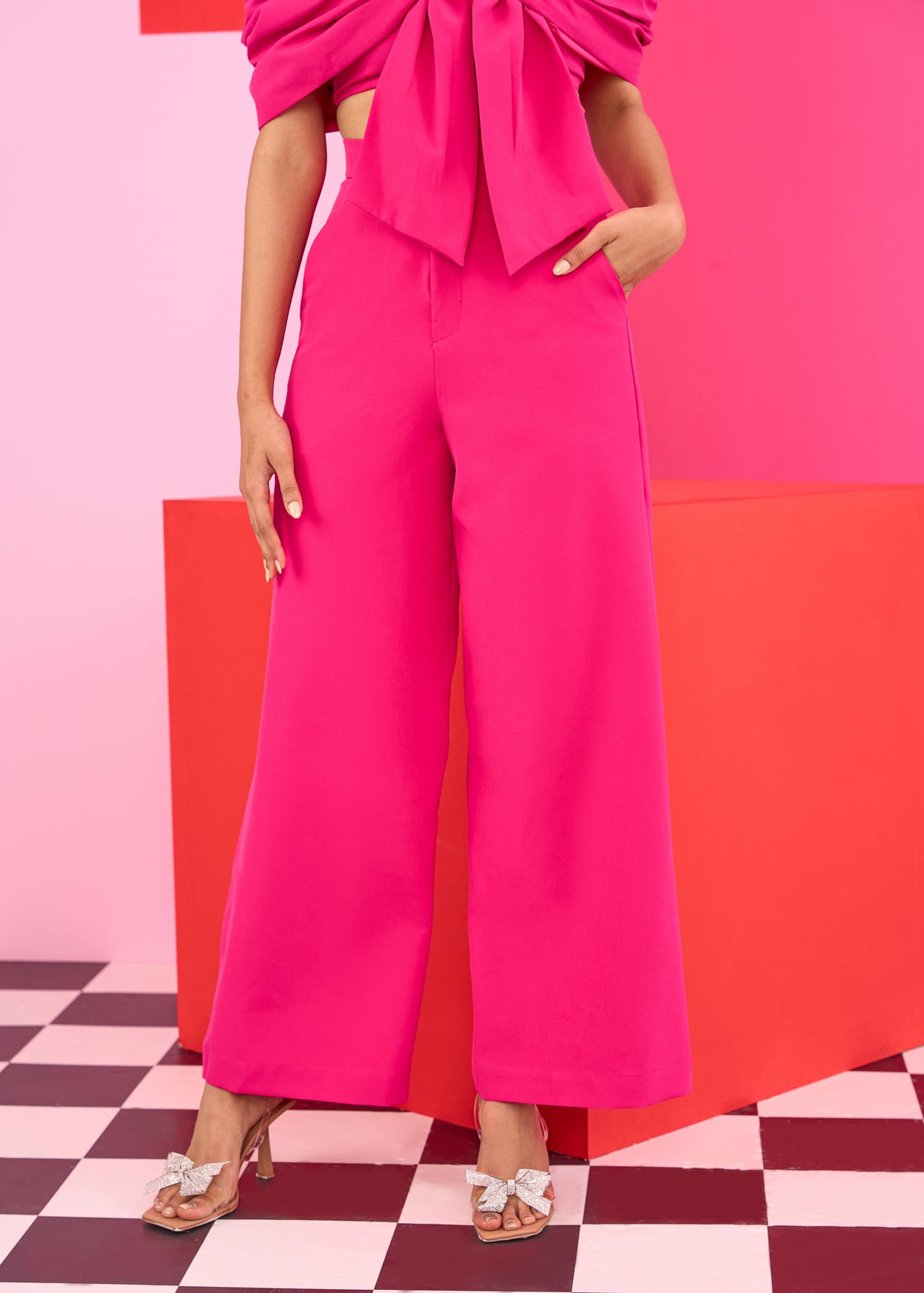 Emily in Paris: Pink Wide Leg Trousers