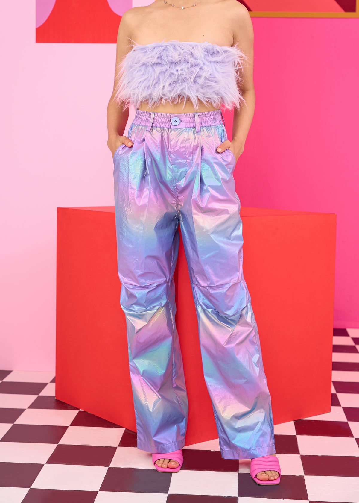 Emily in Paris: Multi-Tone Metallic Straight Fit Pants