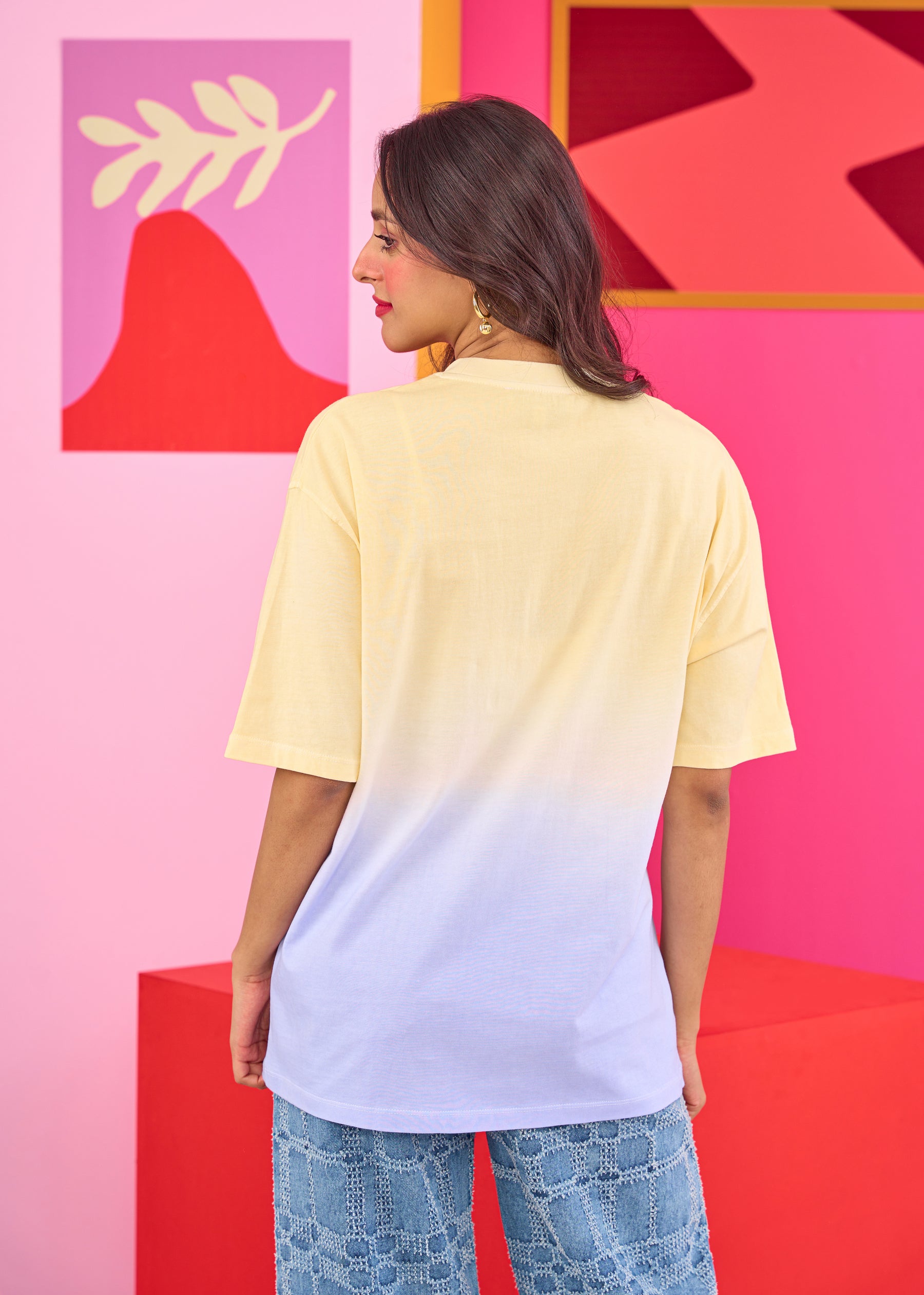 Emily in Paris: Yellow-Lavender Ombre Oversized T-shirt