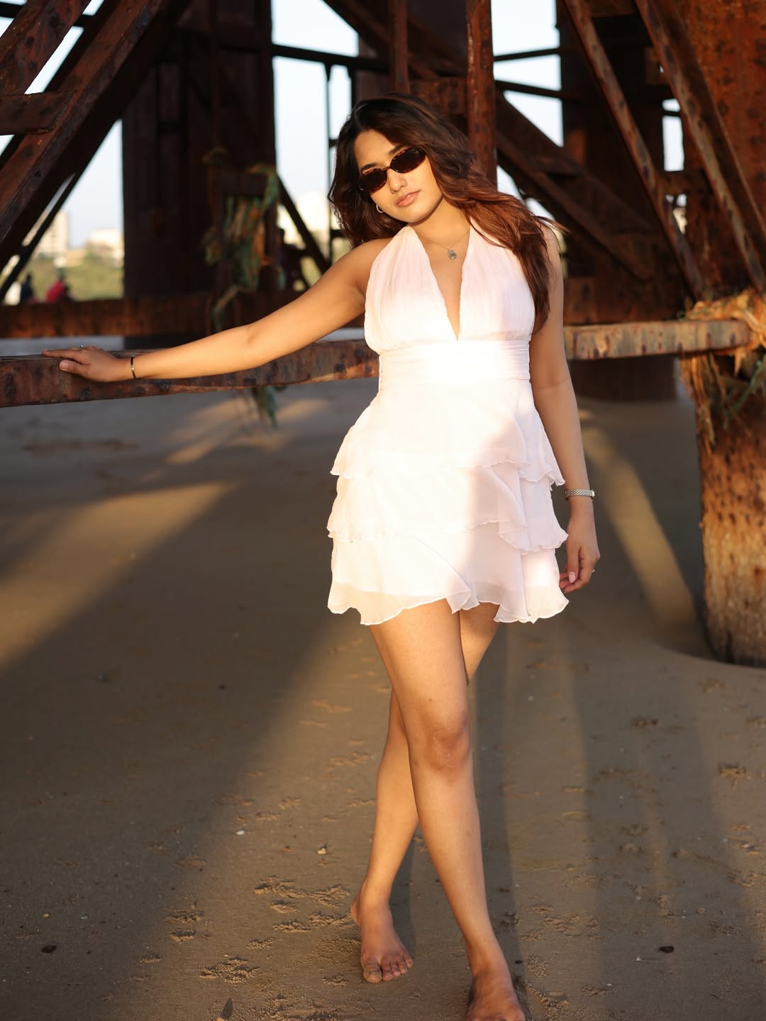 Blush Pink Halter Tiered Mini Dress