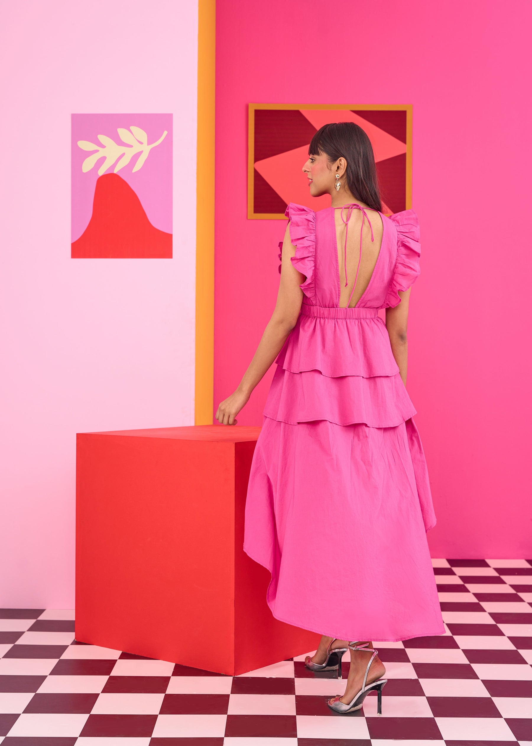 Emily in Paris: Pink Tiered Summer Dress