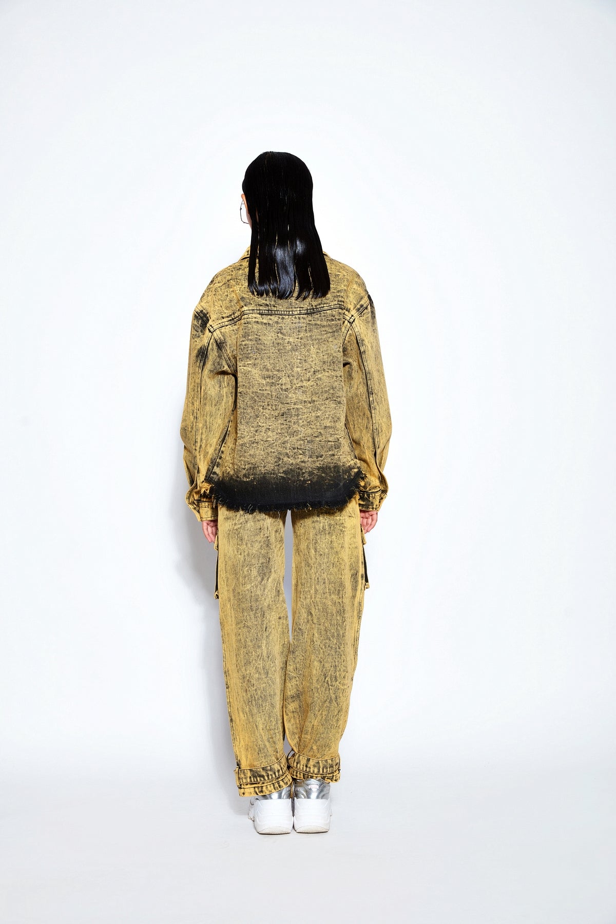 Overdyed Acid Wash Denim Jacket- Yellow