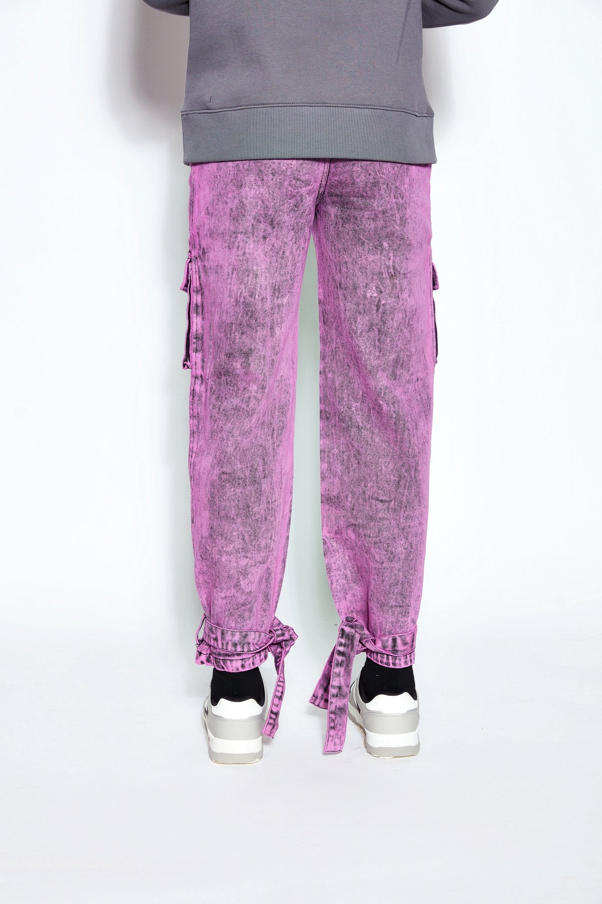 90s Baggy Denim Cargo Jeans- Pink