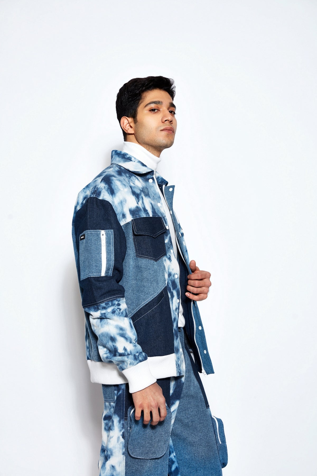 Patchwork Denim Bomber Jacket