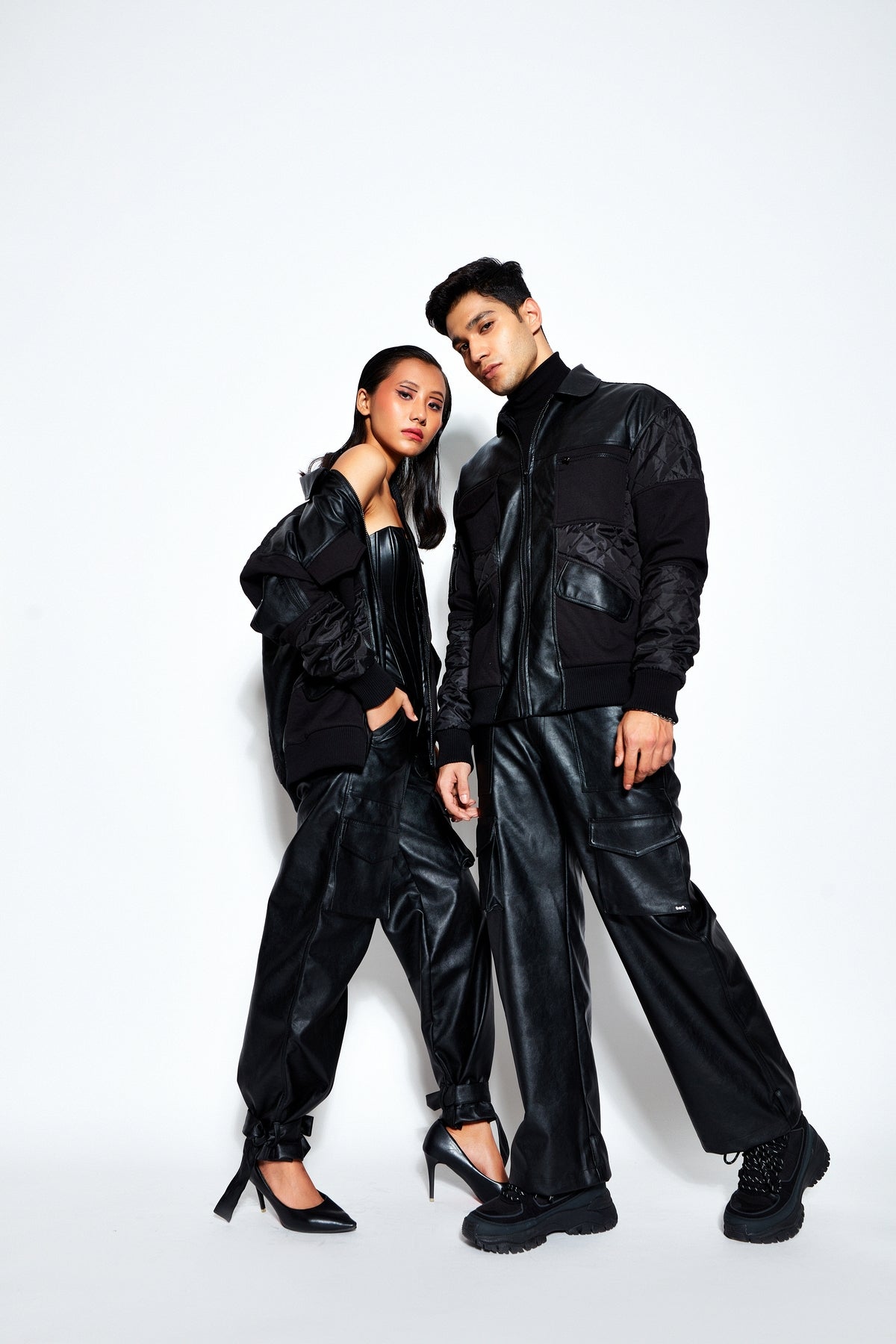 Patchwork Leather Bomber Jacket