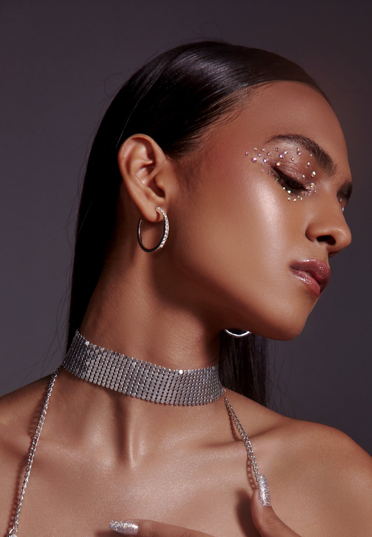 Statement Choker Necklace- Silver