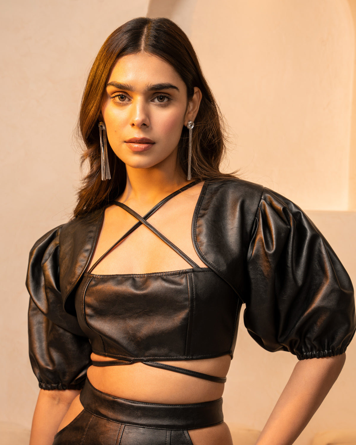 Black Leather Cropped Jacket