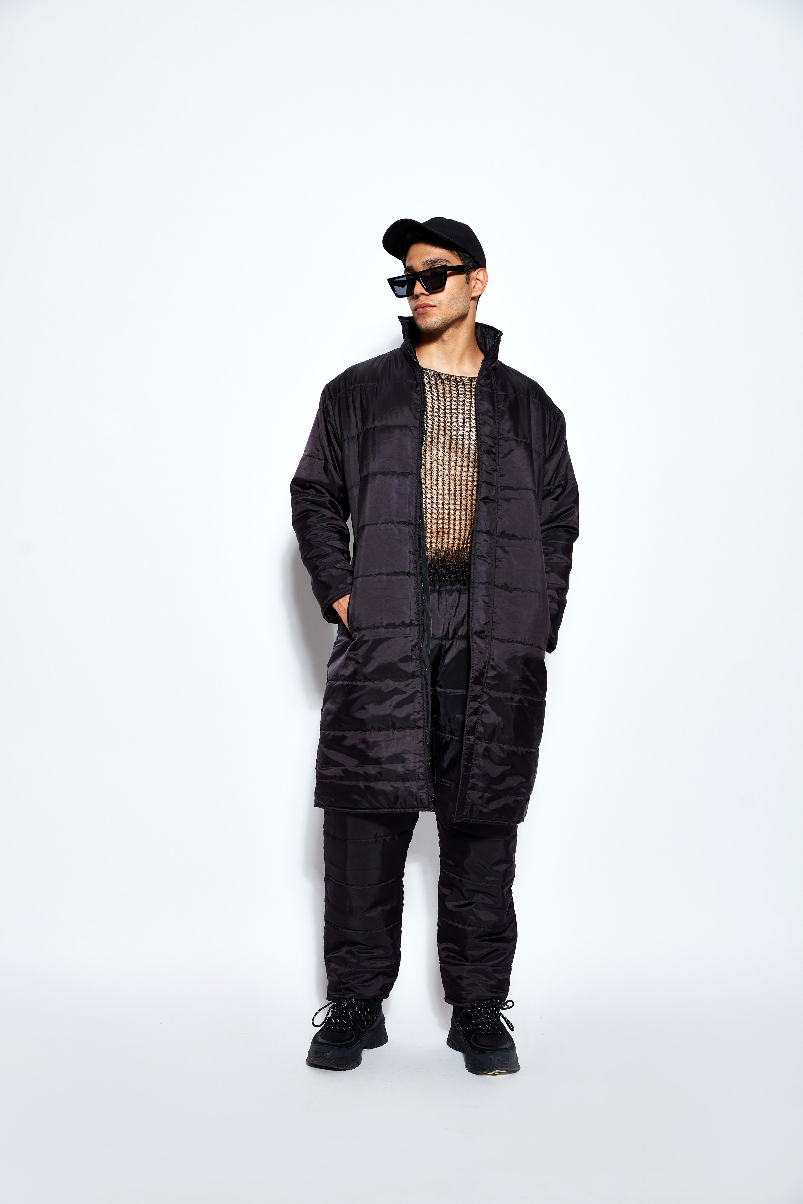 Unisex Long Puffer Jacket - Black