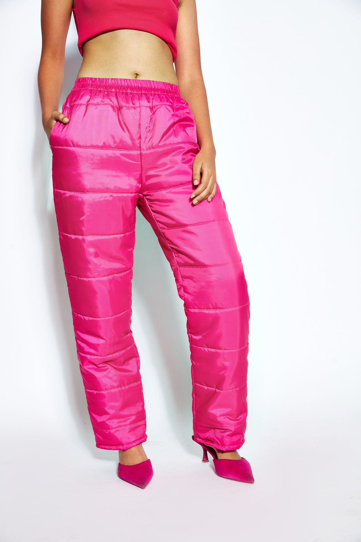Unisex Puffer Pants- Pink