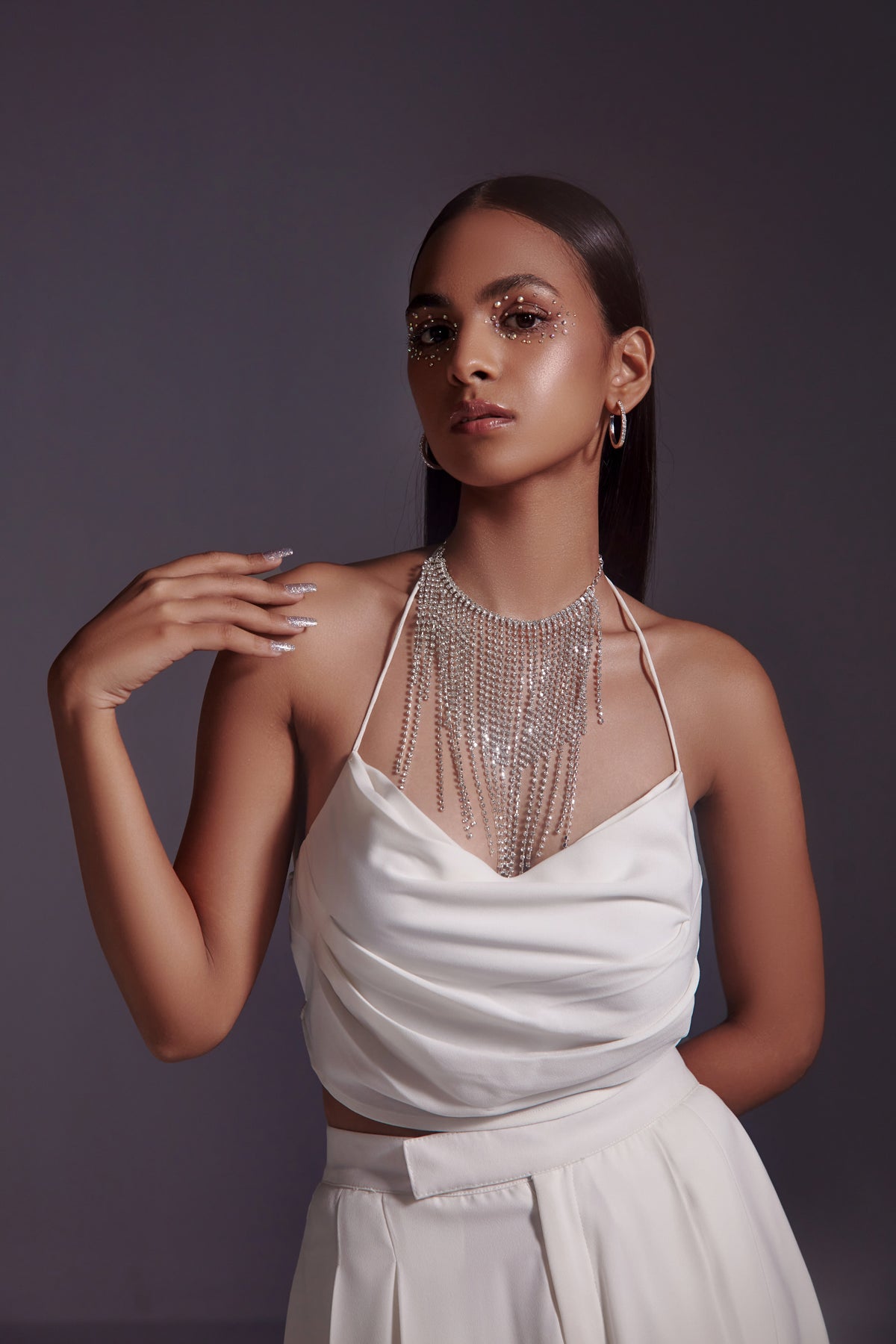 Cowl Neck Top With Drawstring Detail