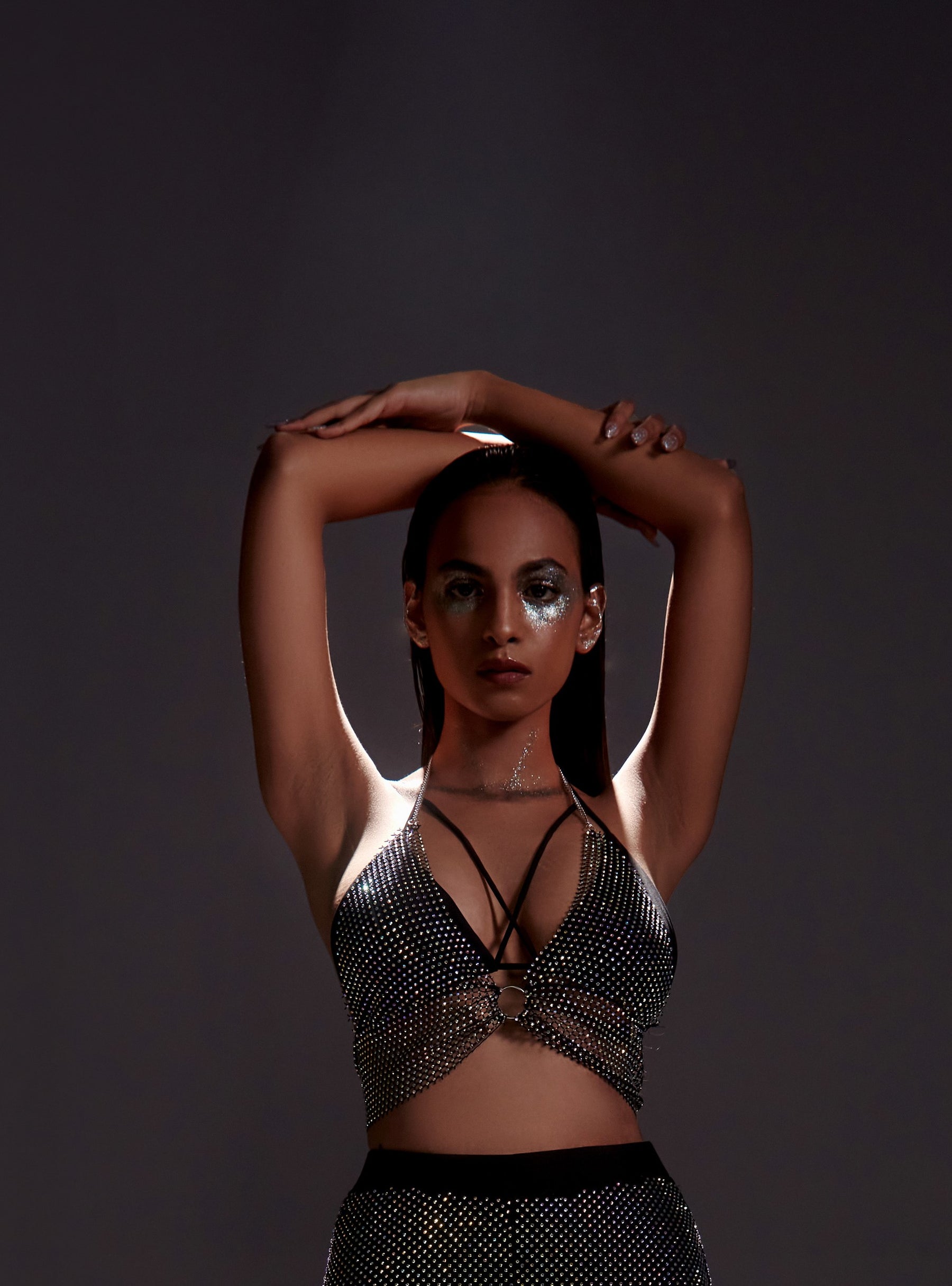 Diamond  Mesh Top with Ring Detail