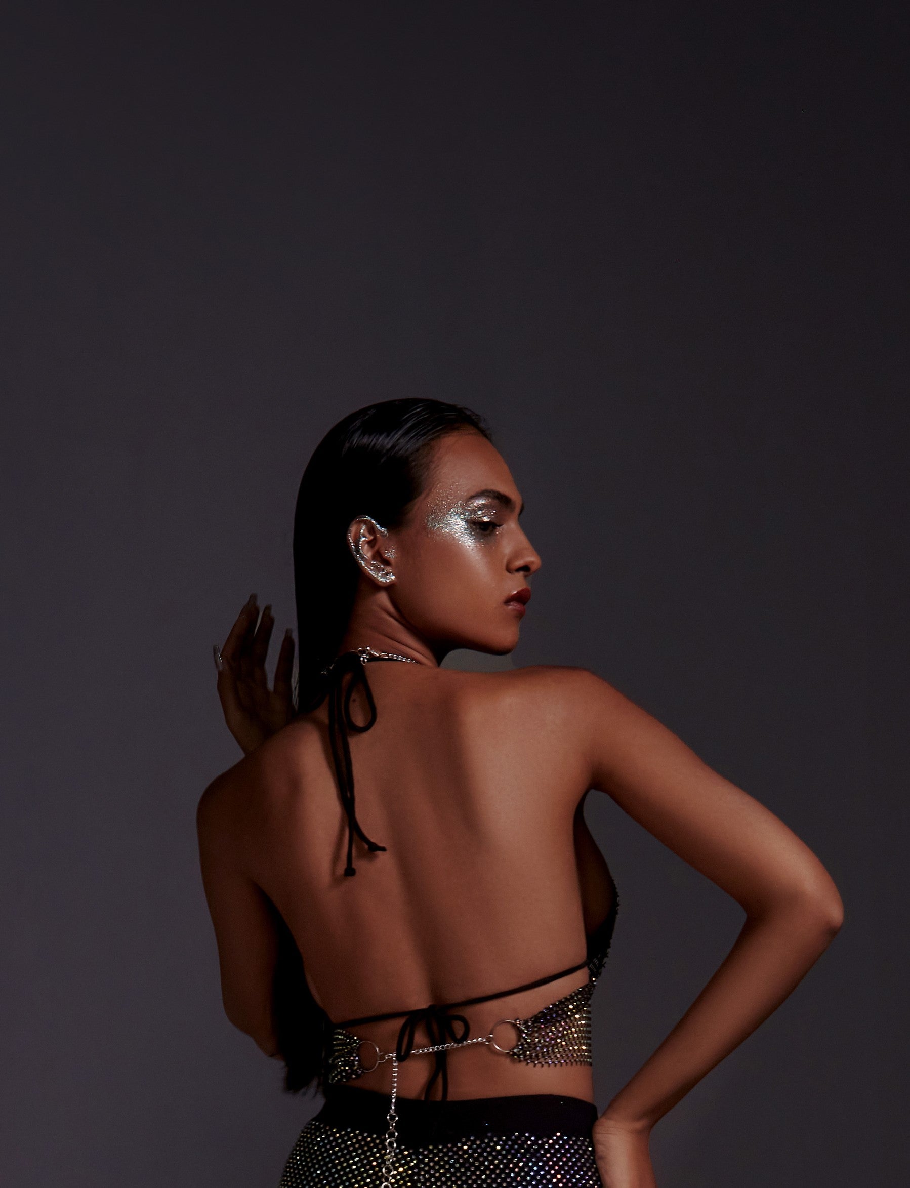 Diamond Mesh Top with Ring Detail