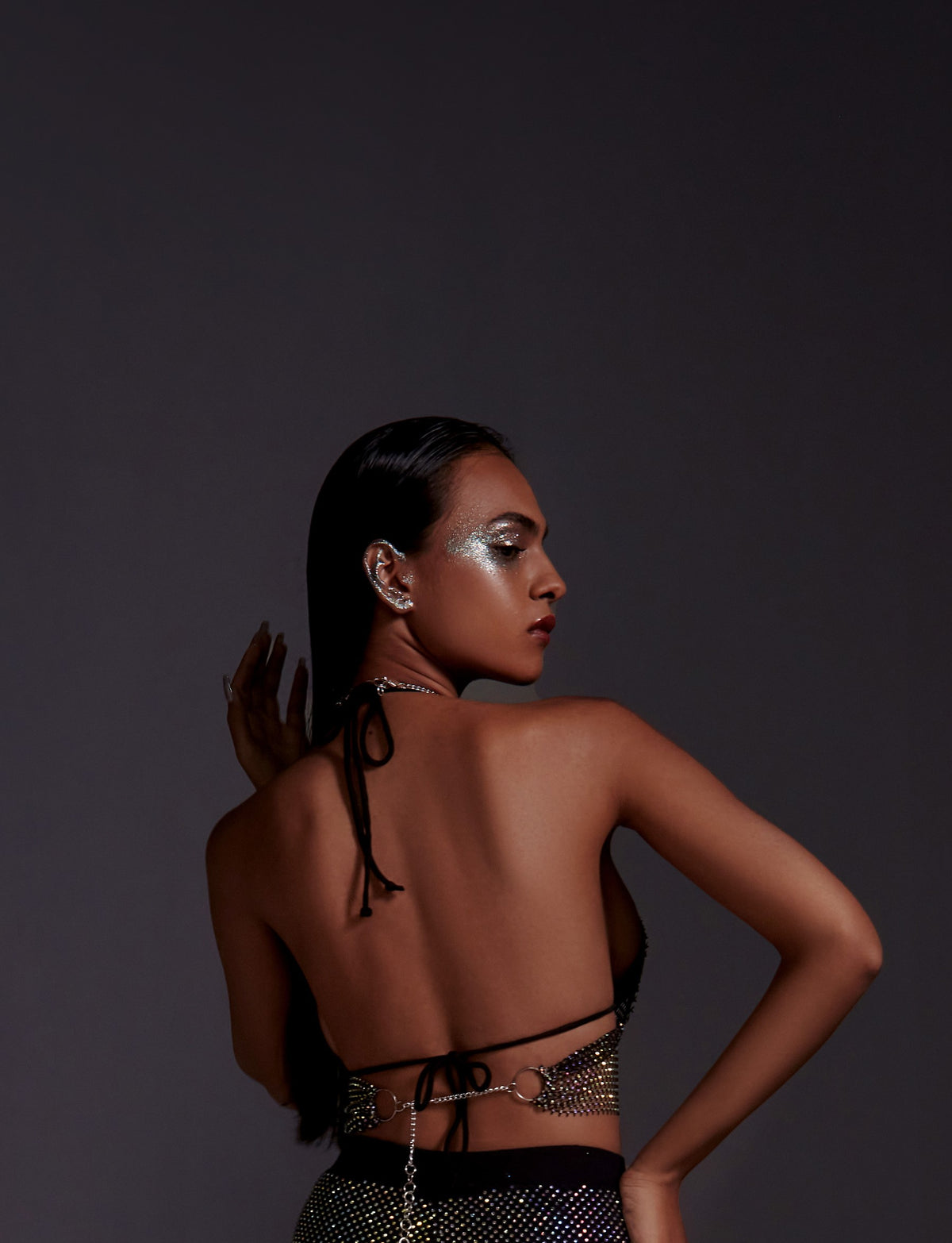 Diamond Mesh Top with Ring Detail