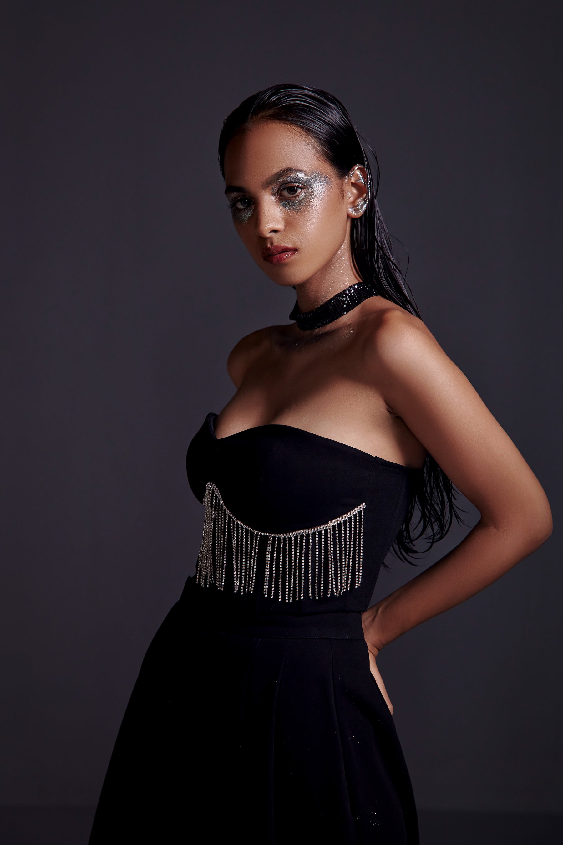 Statement Choker Necklace-Black