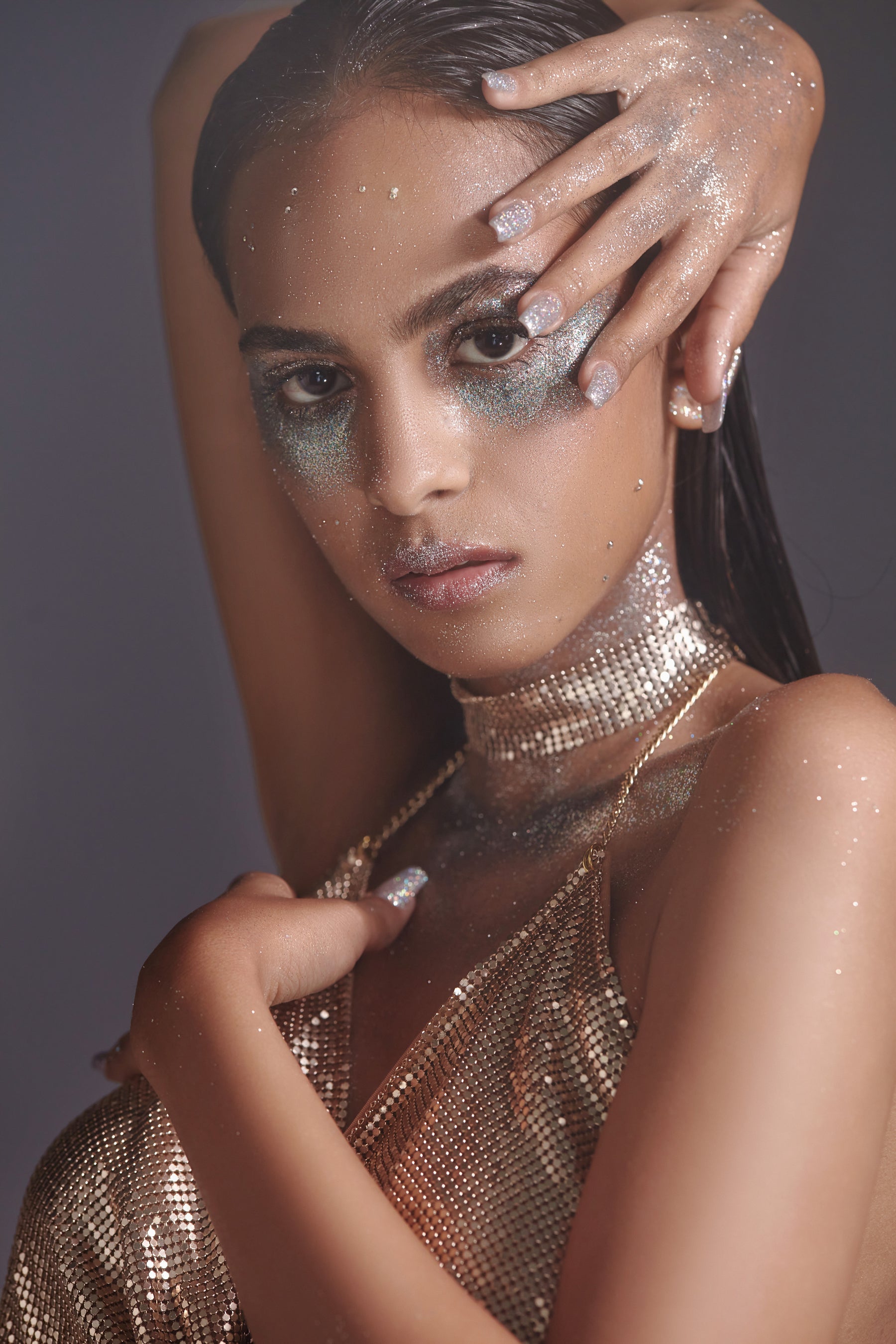 Statement Choker Necklace-Champagne