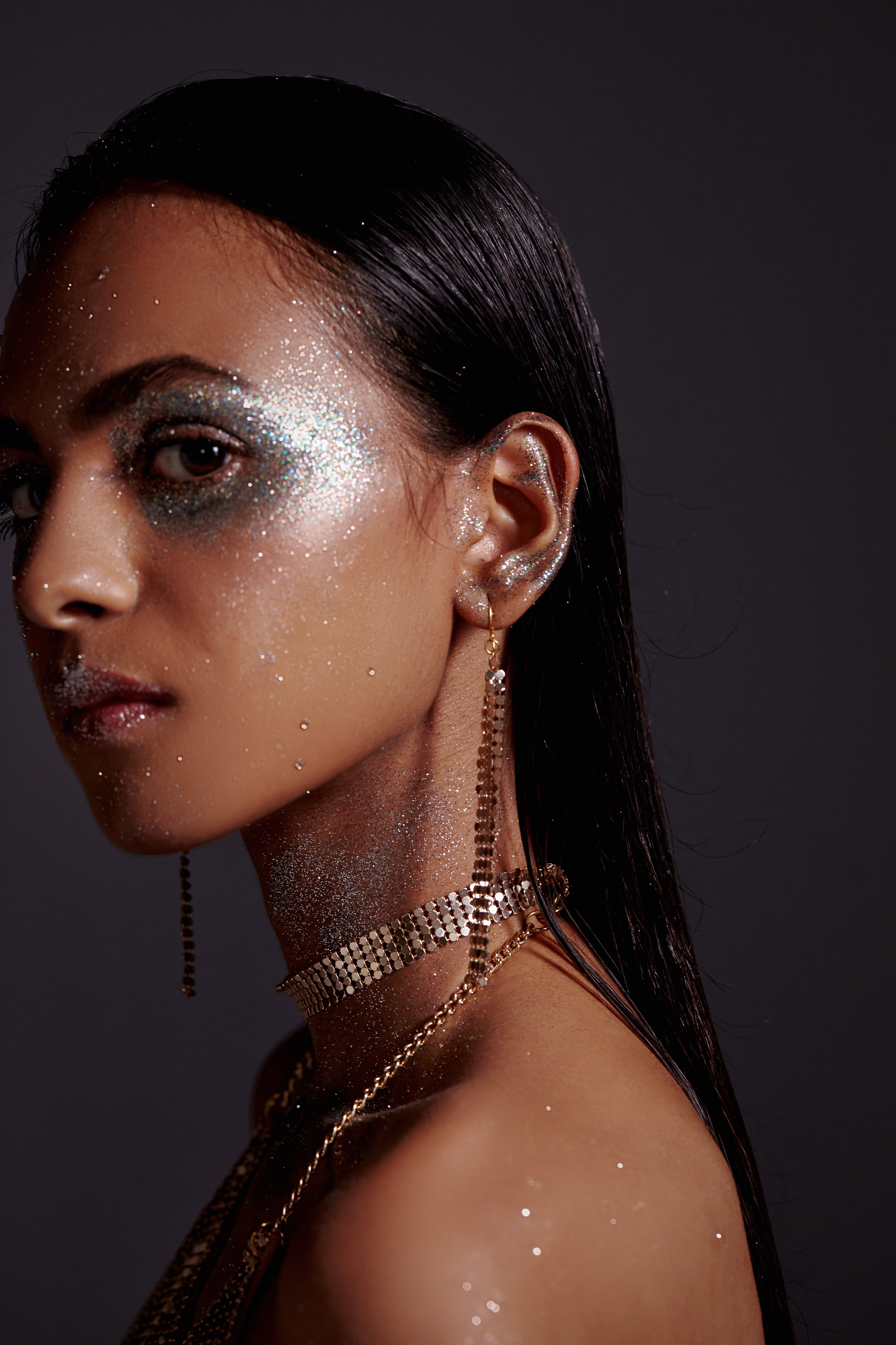 Slim Chainmail Earring-Champagne