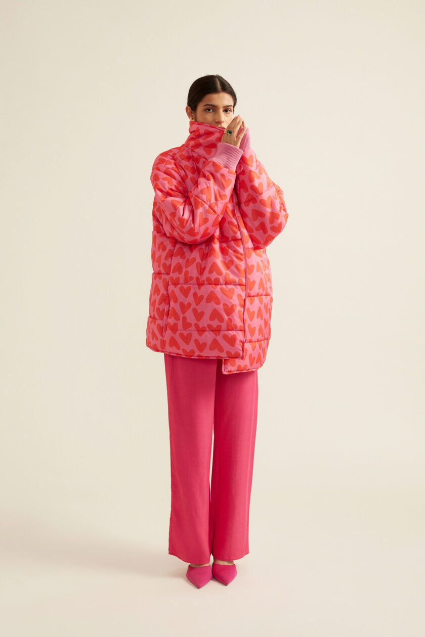 Pink Puffer Jacket Heart