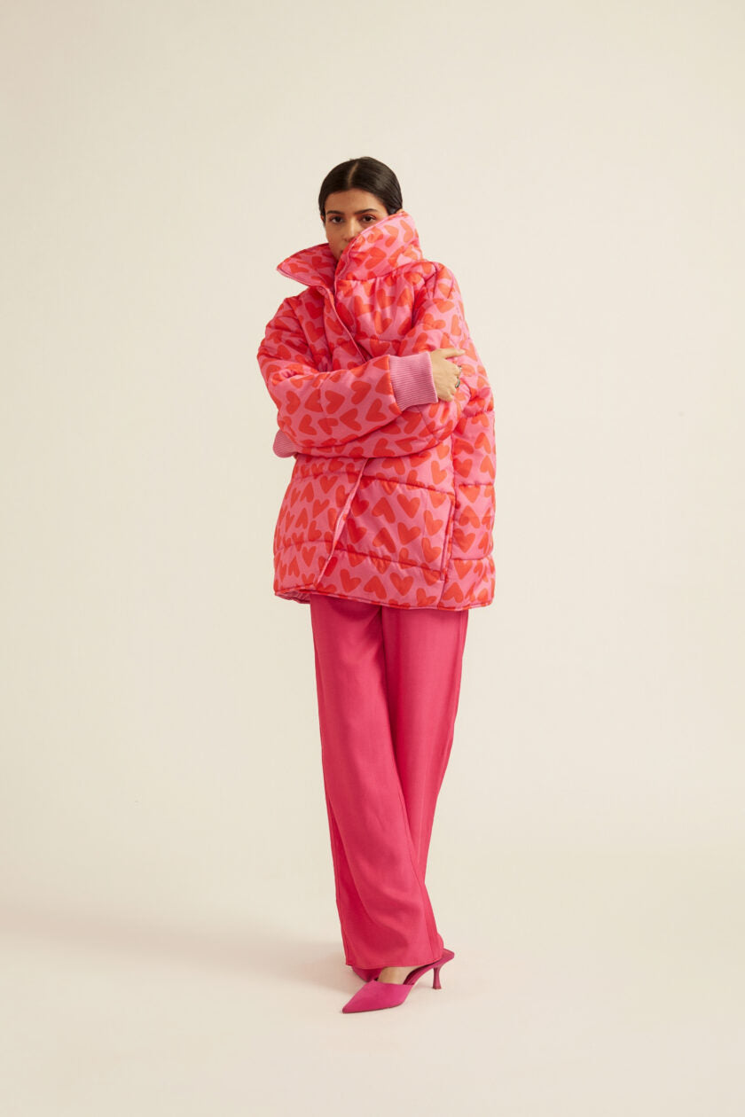 Pink Puffer Jacket Heart