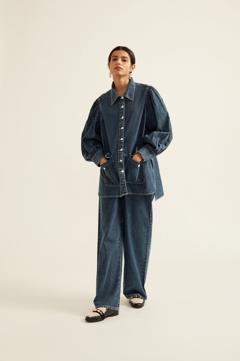 Balloon sleeves Denim Shirt