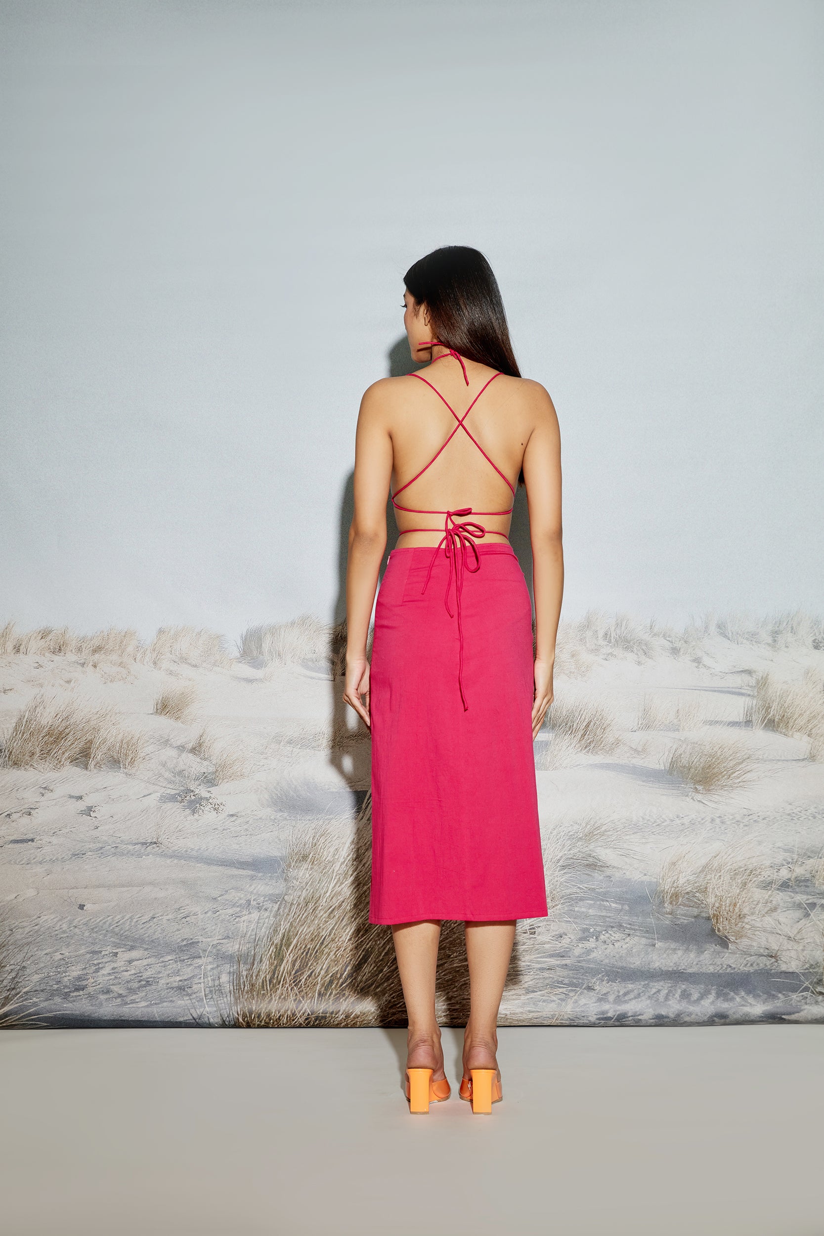 Gathered Crop Top with Drawstring Detail
