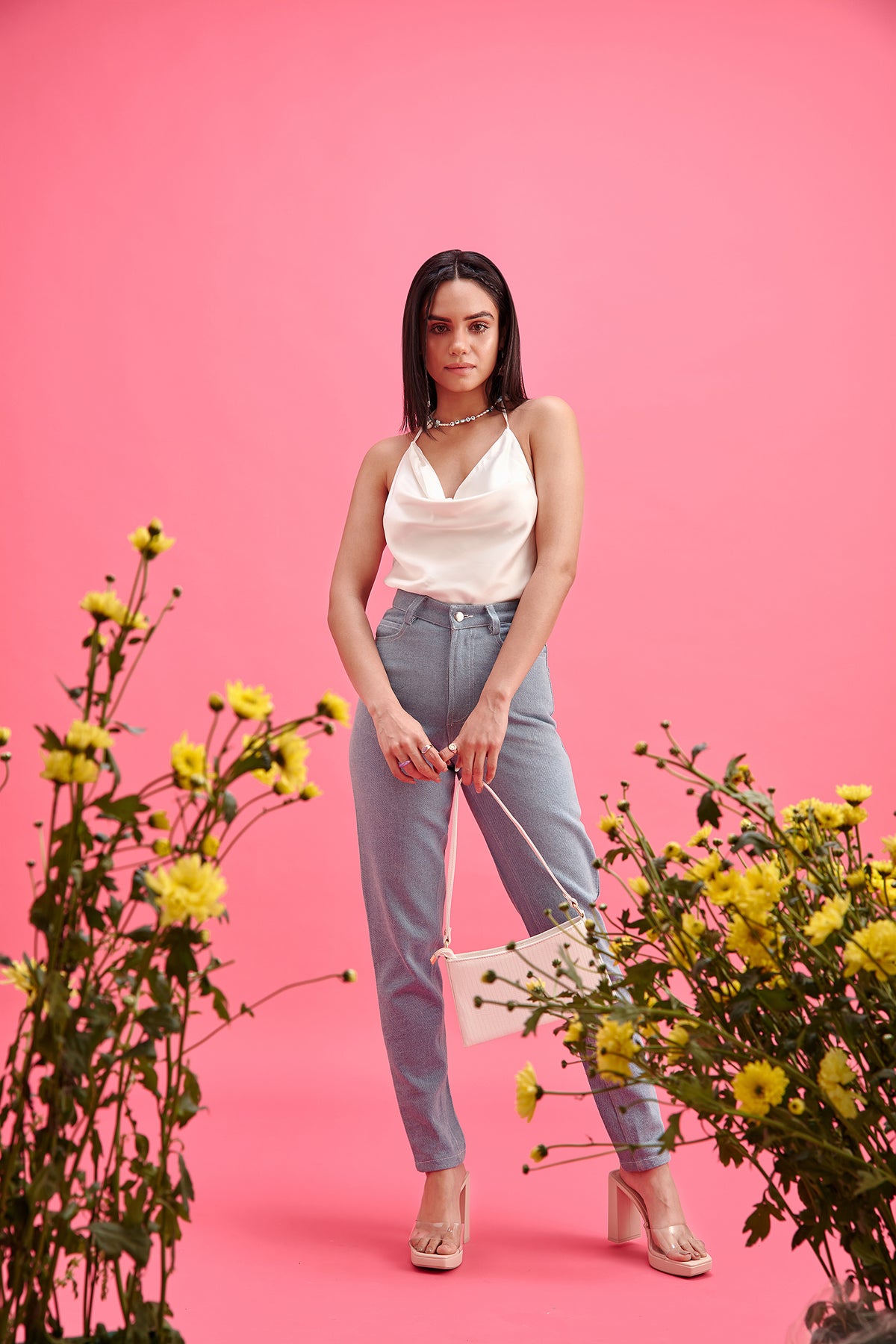 Butterfly-Print Mom Jeans