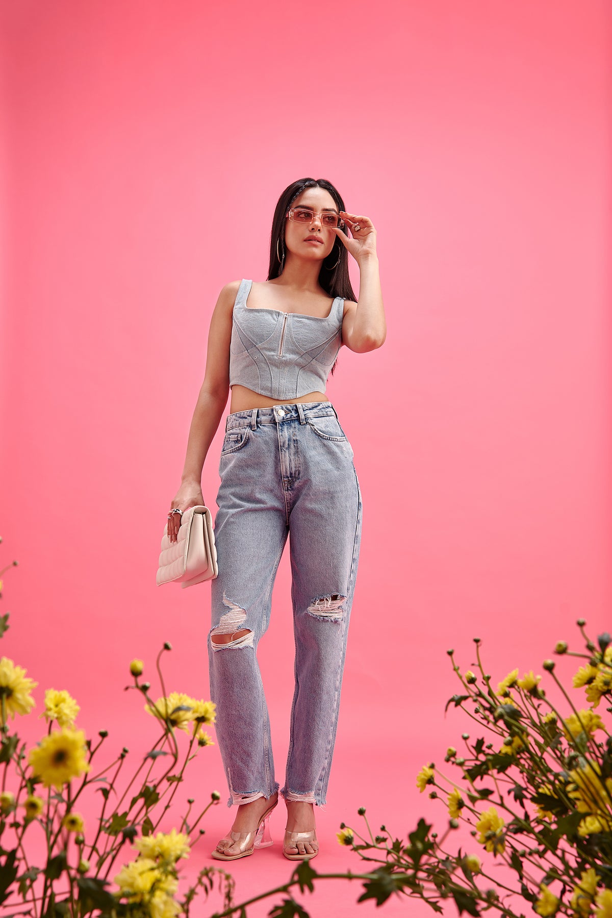 Light-Blue Denim Corset Top