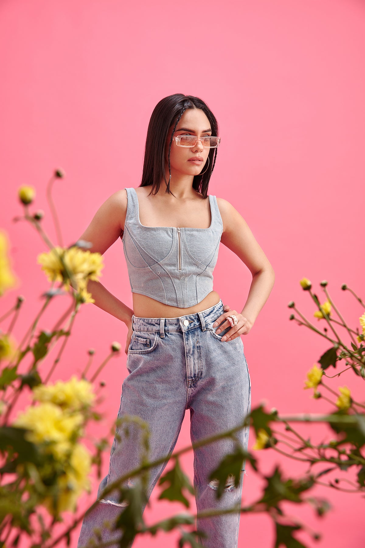 Light-Blue Denim Corset Top