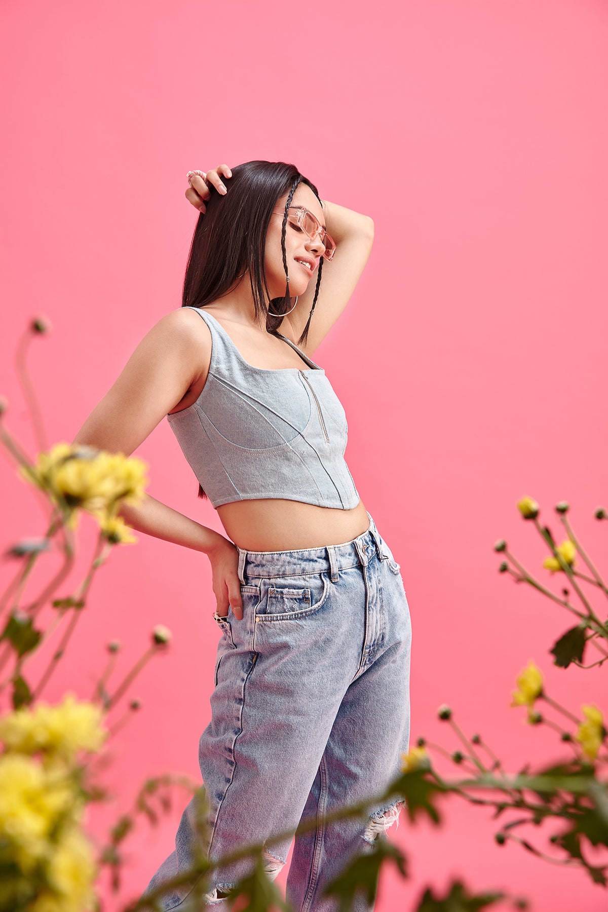 Light-Blue Denim Corset Top