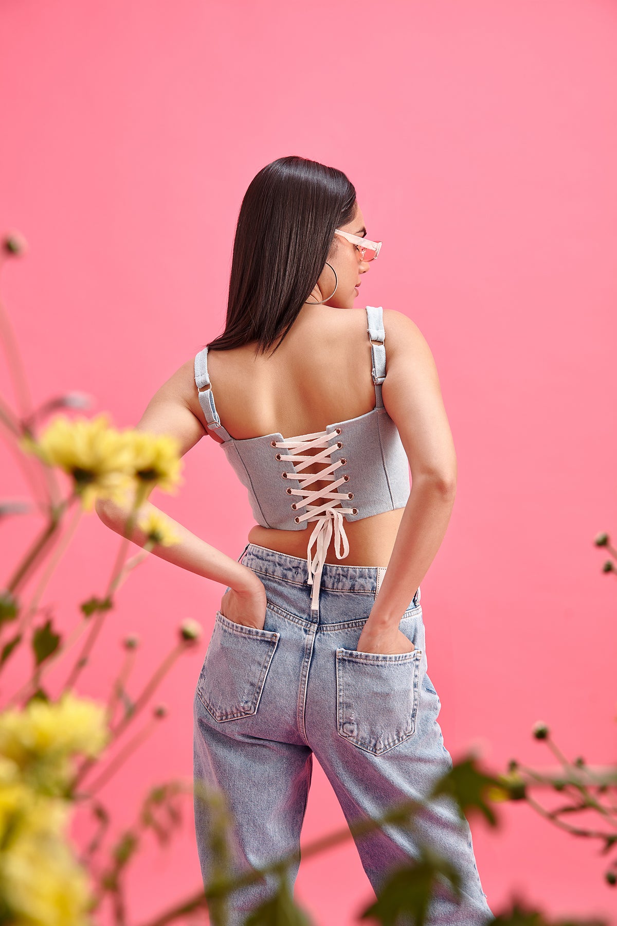 Light-Blue Denim Corset Top