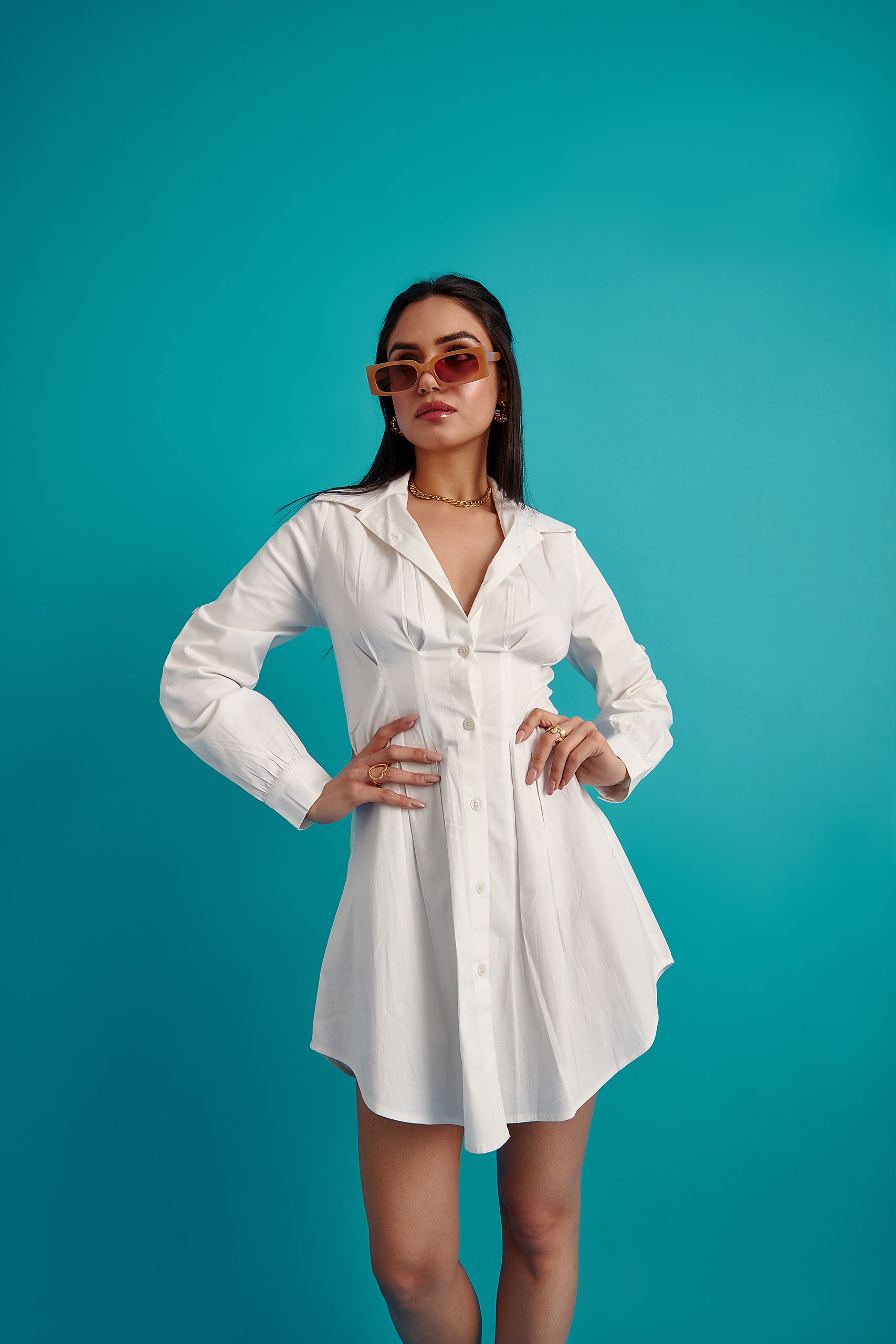 Box Pleated Shirt Dress