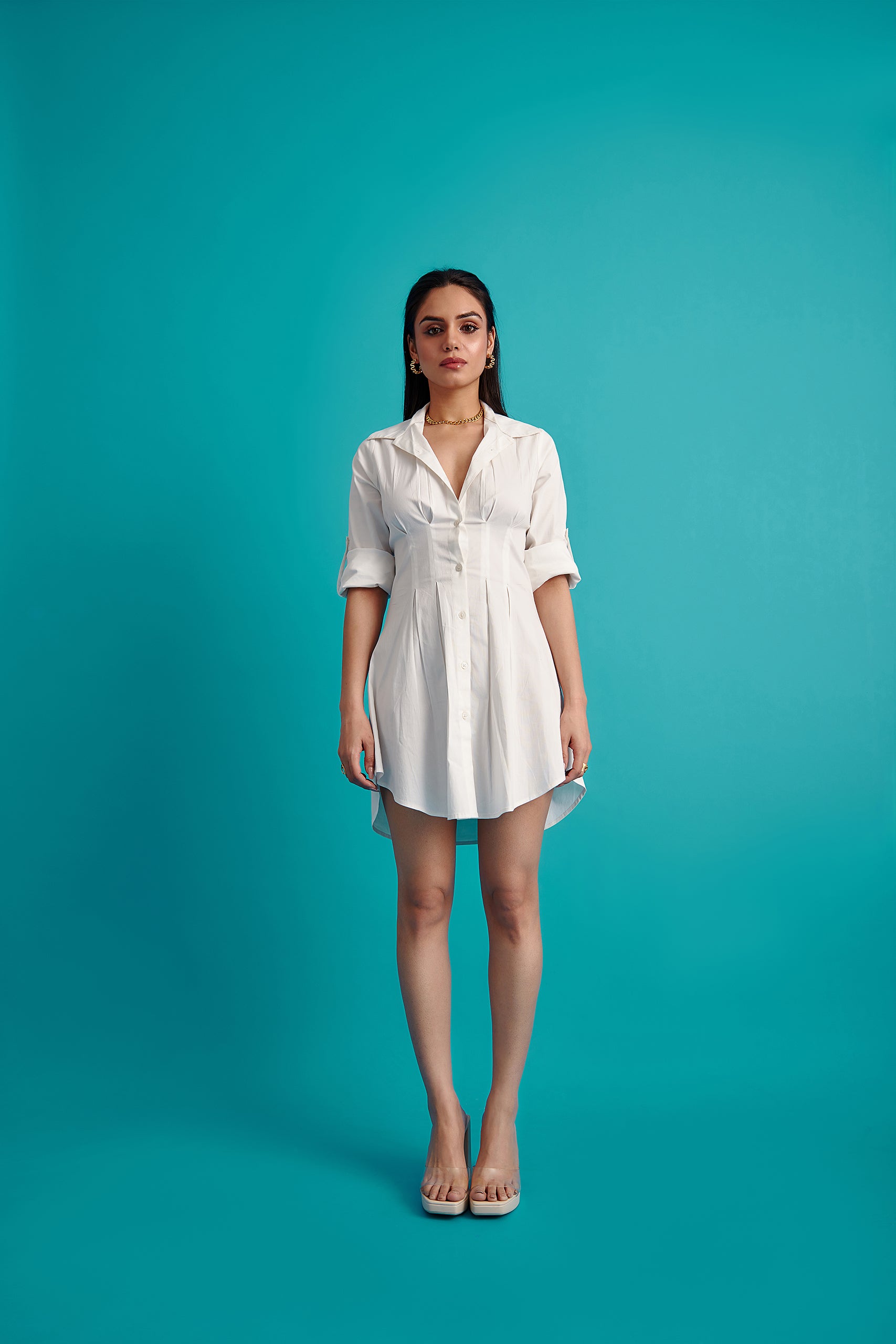 Box Pleated Shirt Dress