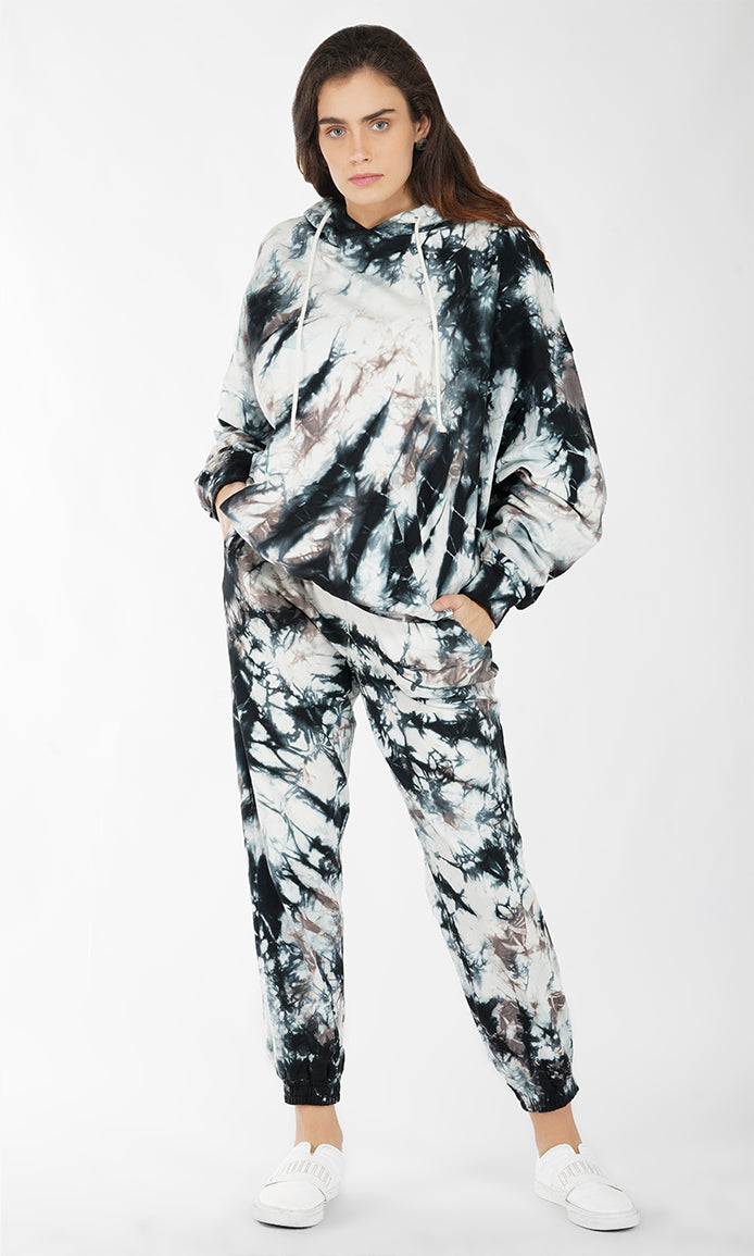Black-White Tie & Dye Joggers
