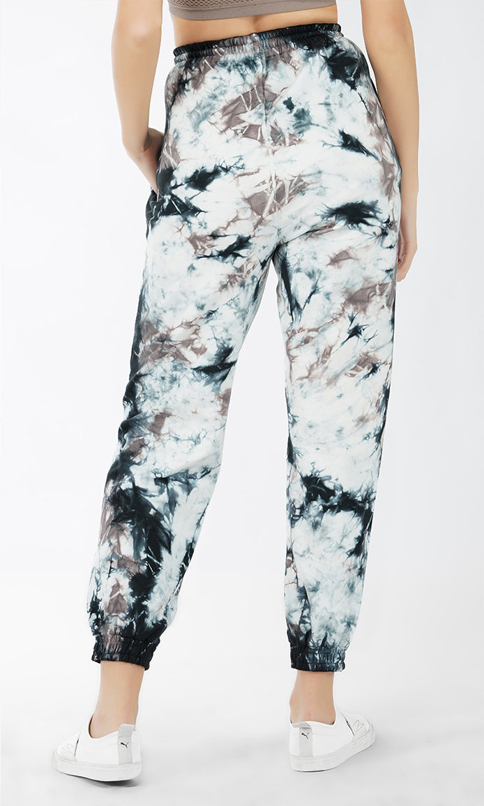 Black-White Tie & Dye Joggers