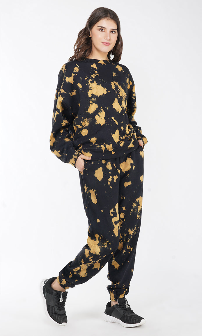 Black-Mustard Tie & Dye Over-sized Sweatshirt