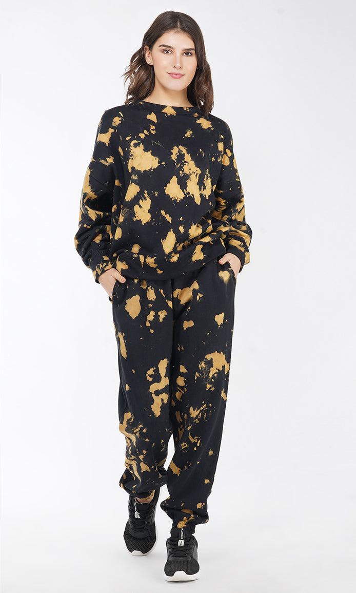 Black-Mustard Tie & Dye Over-sized Sweatshirt