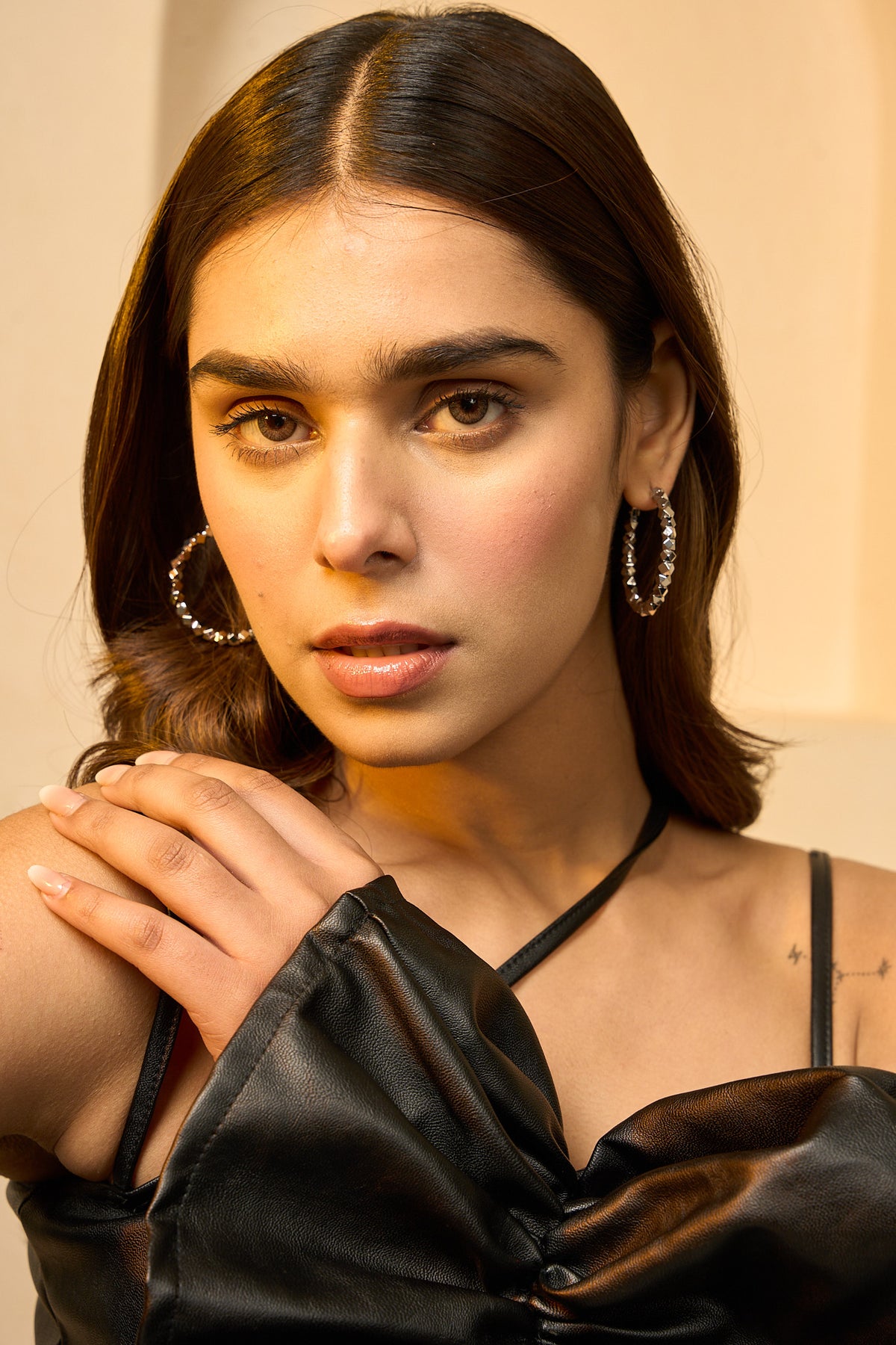 Silver Geometric Hinged Hoop Earring