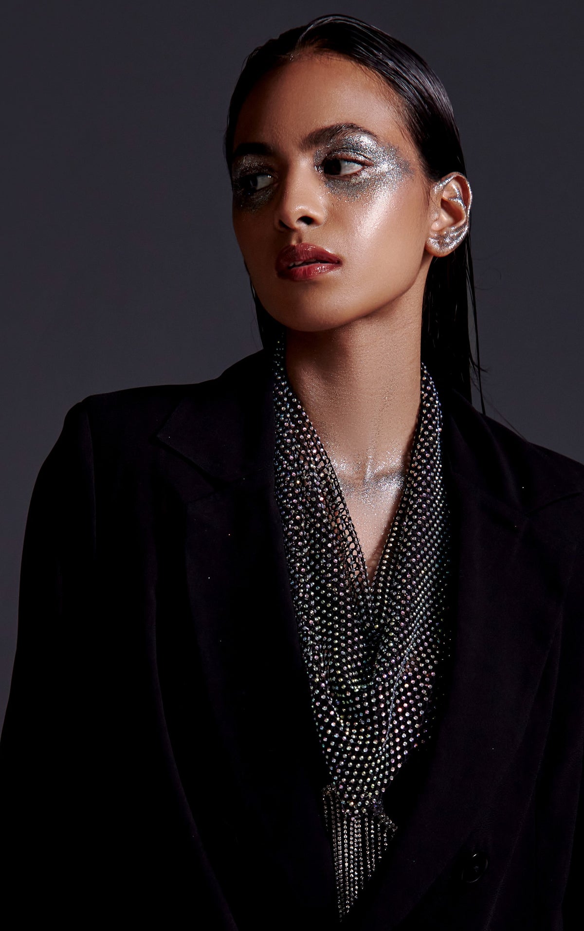 Diamond Mesh Scarf-Black