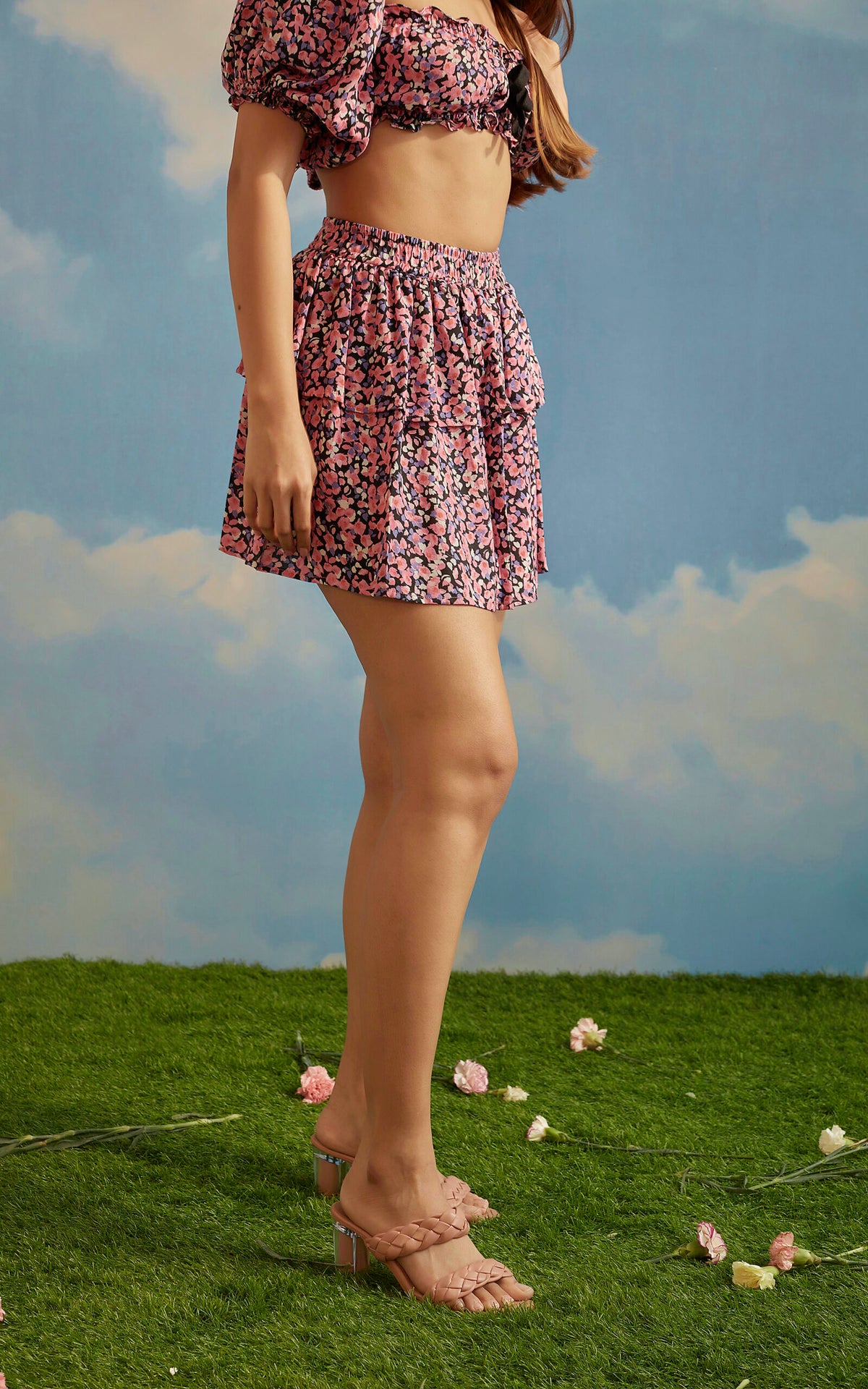 High Waist Ruffle Layered Skirt