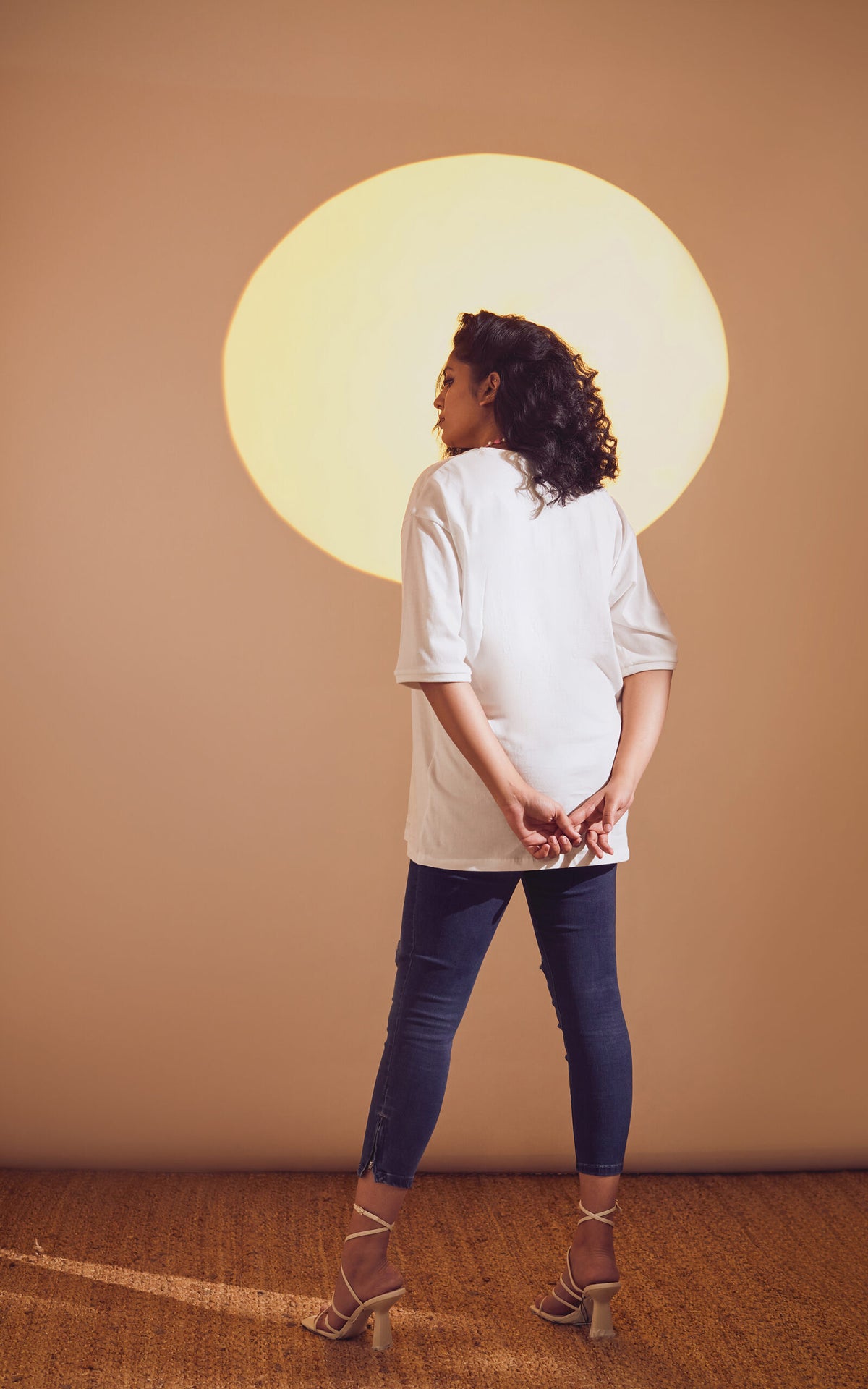 White Oversized Printed Round Neck T-Shirt (The hungover club)